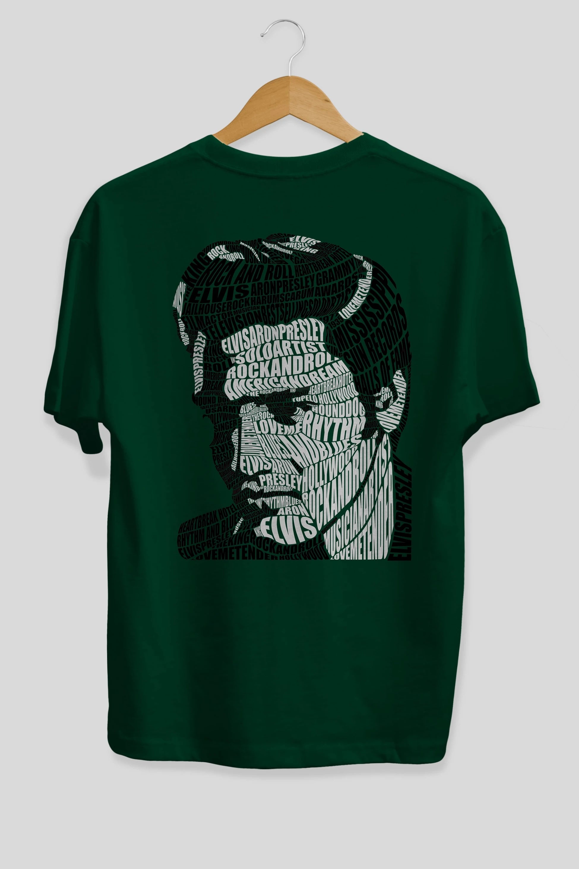 Elvis Presley Calligram Arka Baskılı Oversize t-shirt %100 pamuk Erkek Kadın Unisex