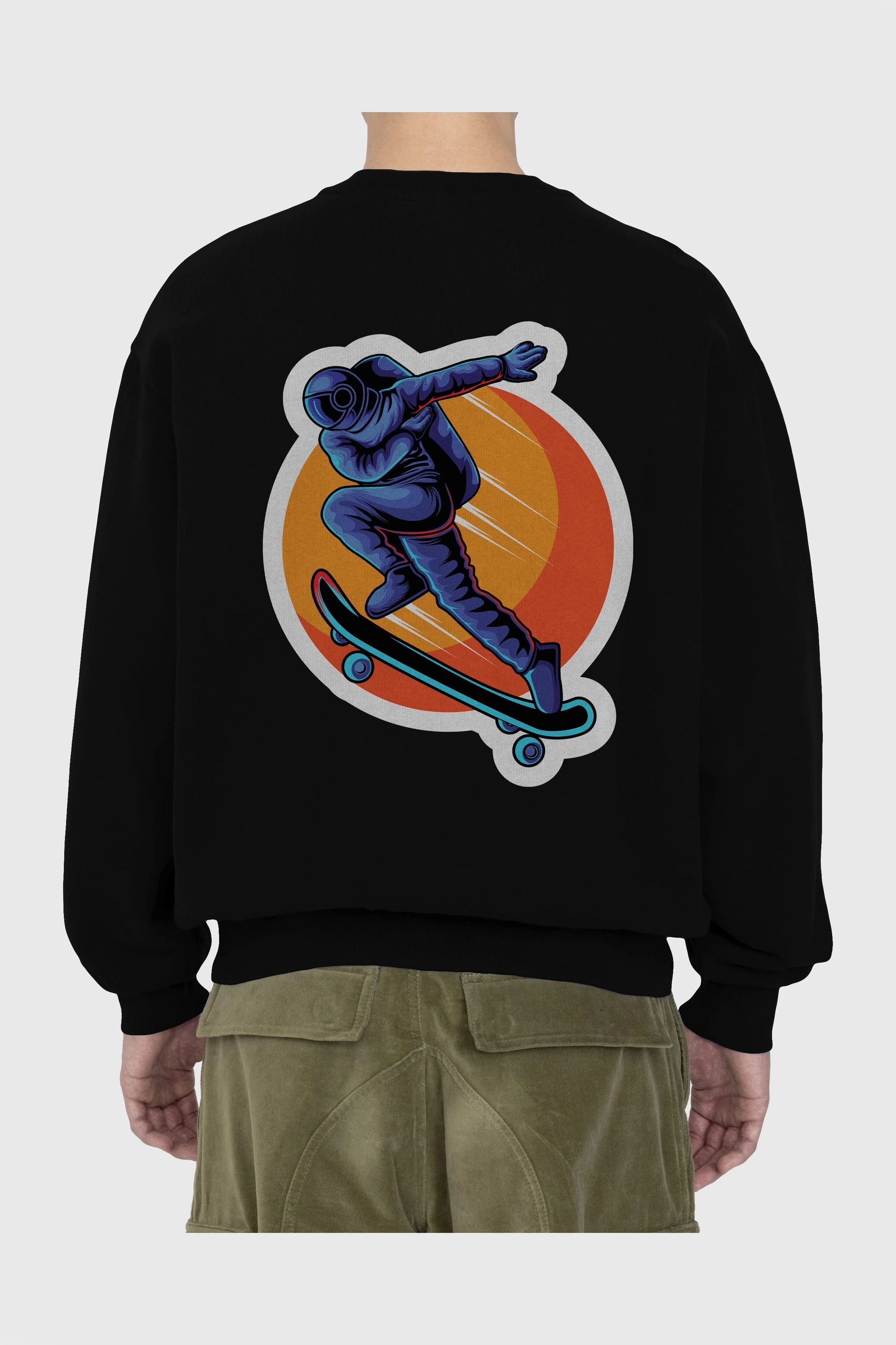 Astroskate Run Sticker Arka Baskılı Oversize Sweatshirt Erkek Kadın Unisex
