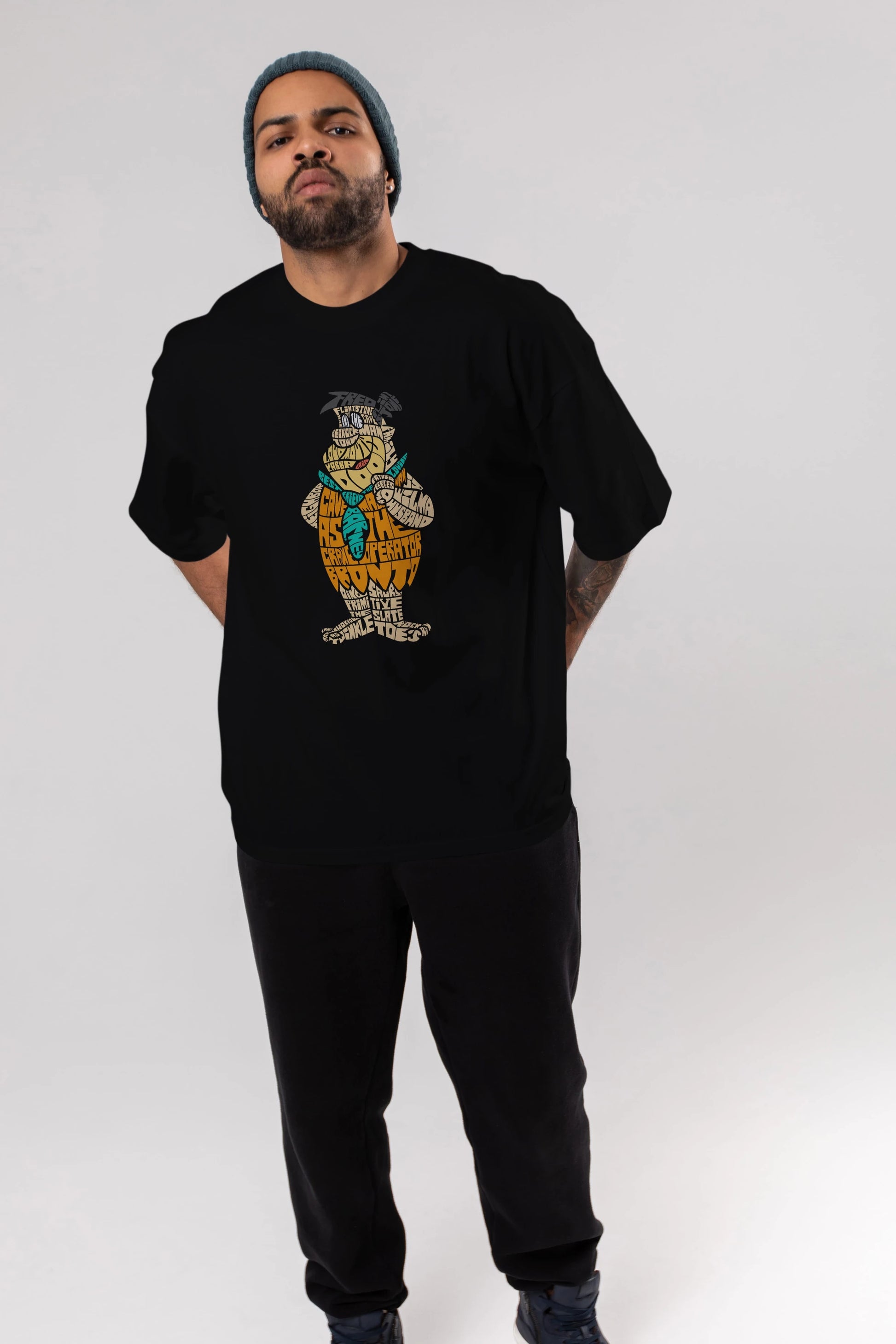 Fred Flintstone Ön Baskılı Oversize t-shirt %100 pamuk Erkek Kadın Unisex