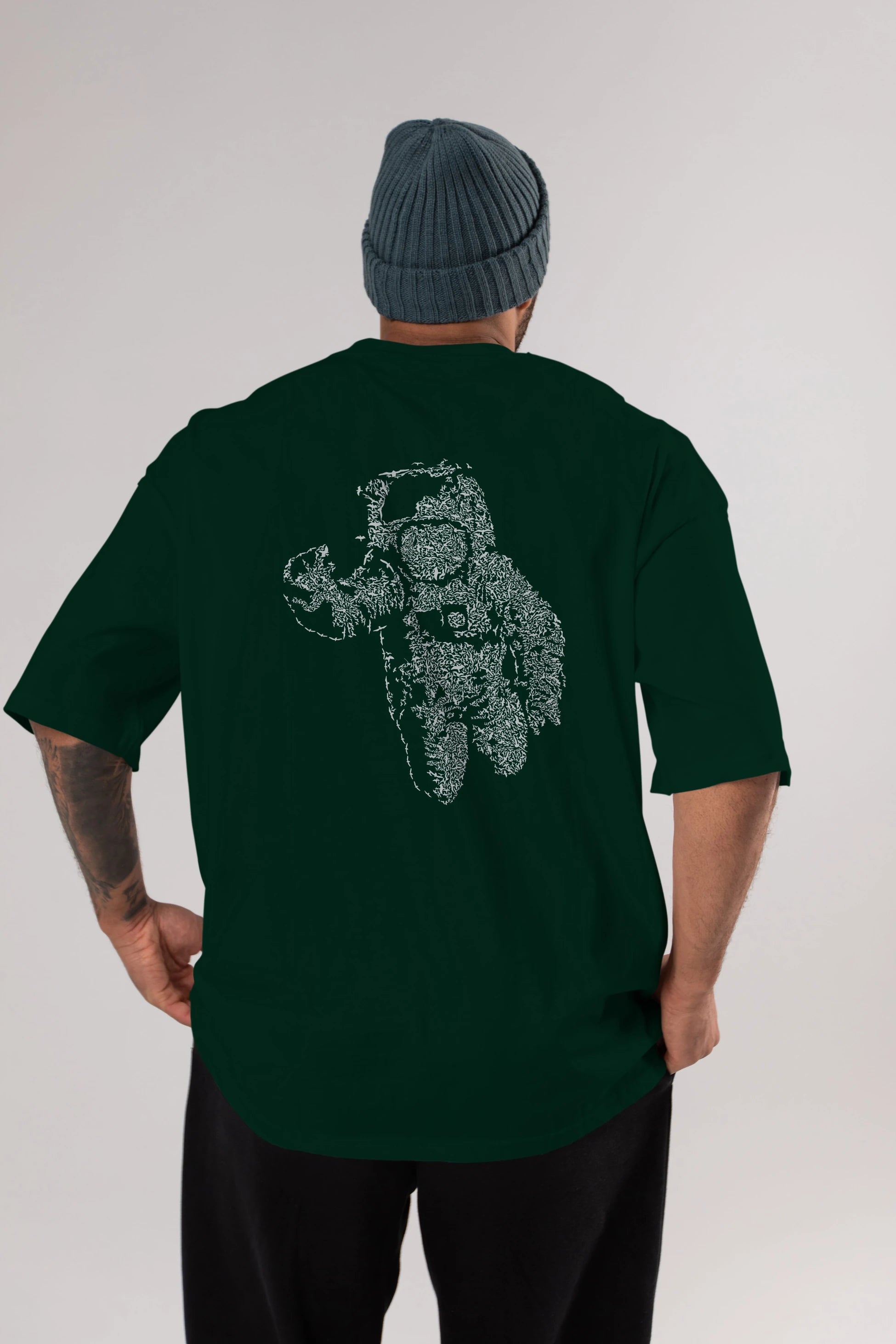 Flying Astronaut Arka Baskılı Oversize t-shirt %100 pamuk Erkek Kadın Unisex