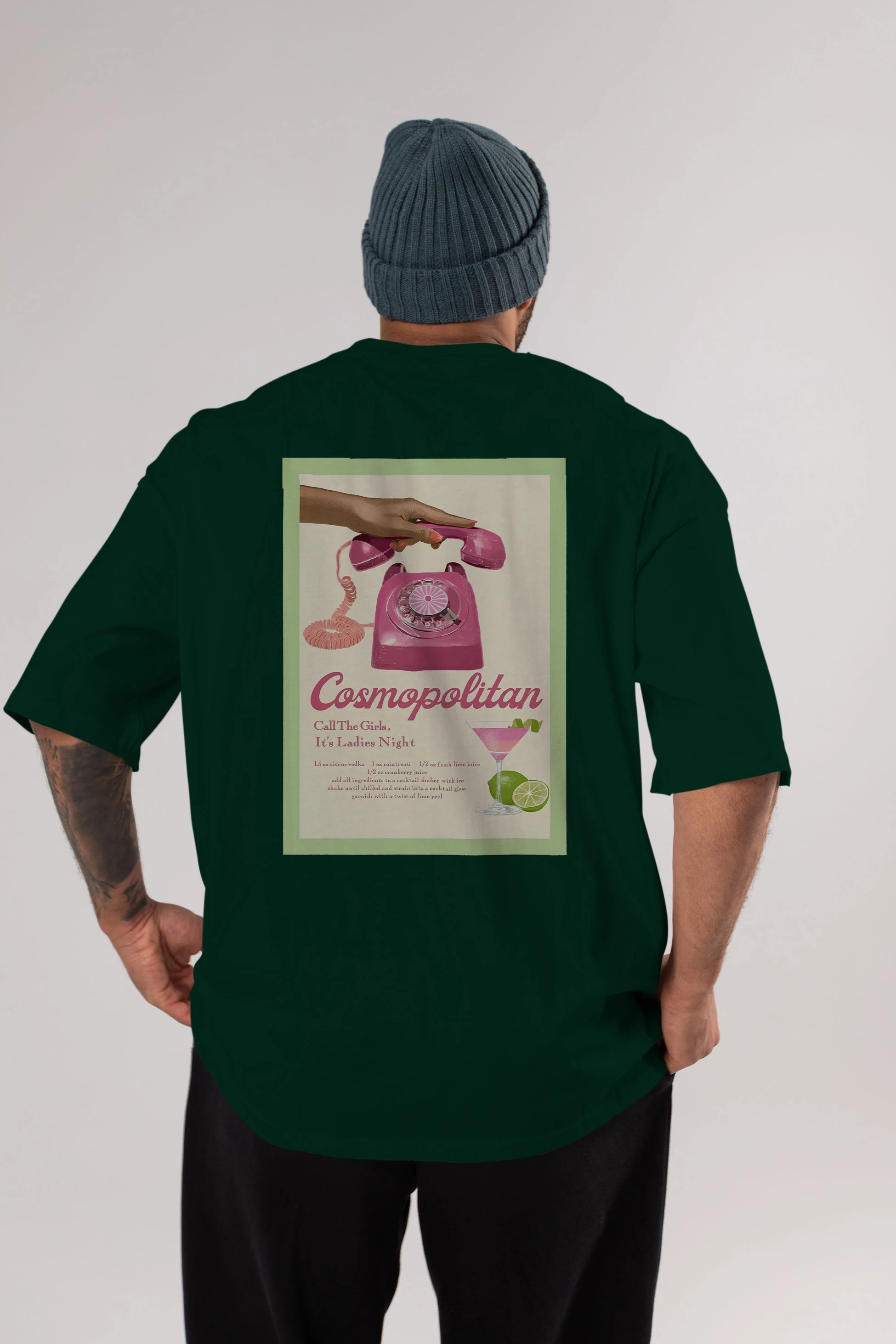 Cosmopolitan 5 Arka Baskılı Oversize t-shirt Erkek Kadın Unisex %100 Pamuk Bisiklet Yaka tişort