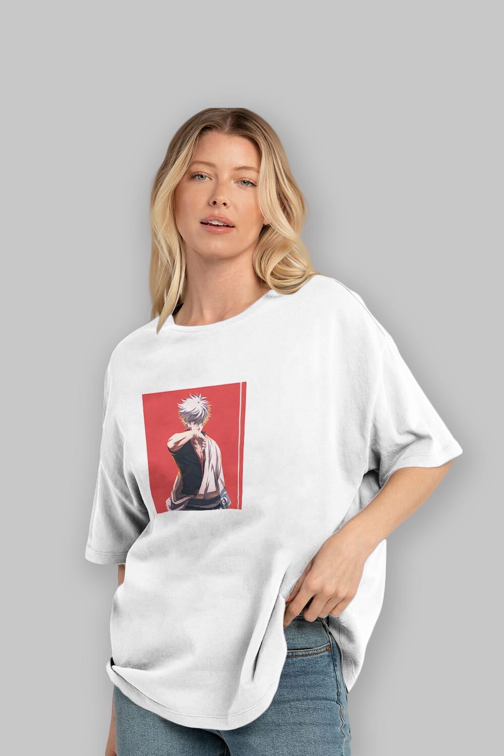 Gintoki Sakata GINTAMA 1 Anime Ön Baskılı Oversize t-shirt %100 pamuk Erkek Kadın Unisex