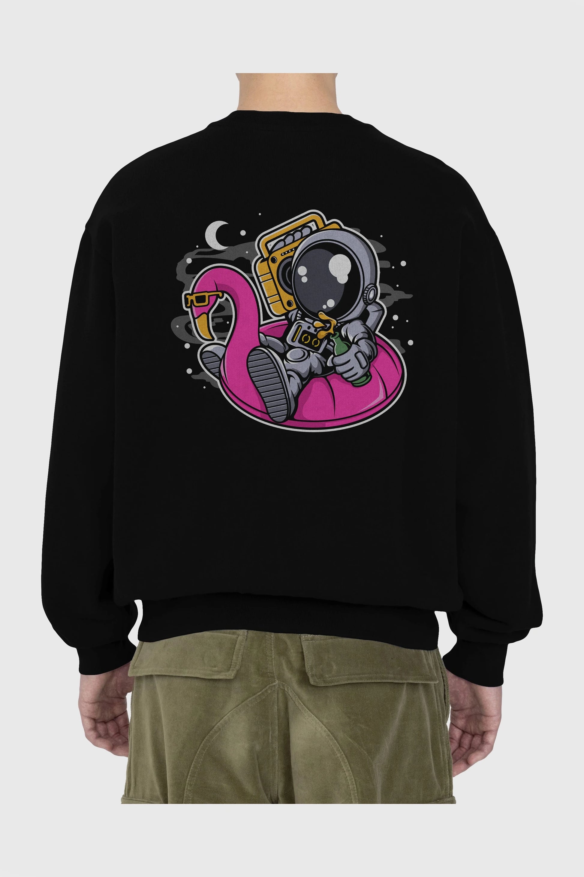 Astronaut Floaties Ballon Arka Baskılı Oversize Sweatshirt Erkek Kadın Unisex