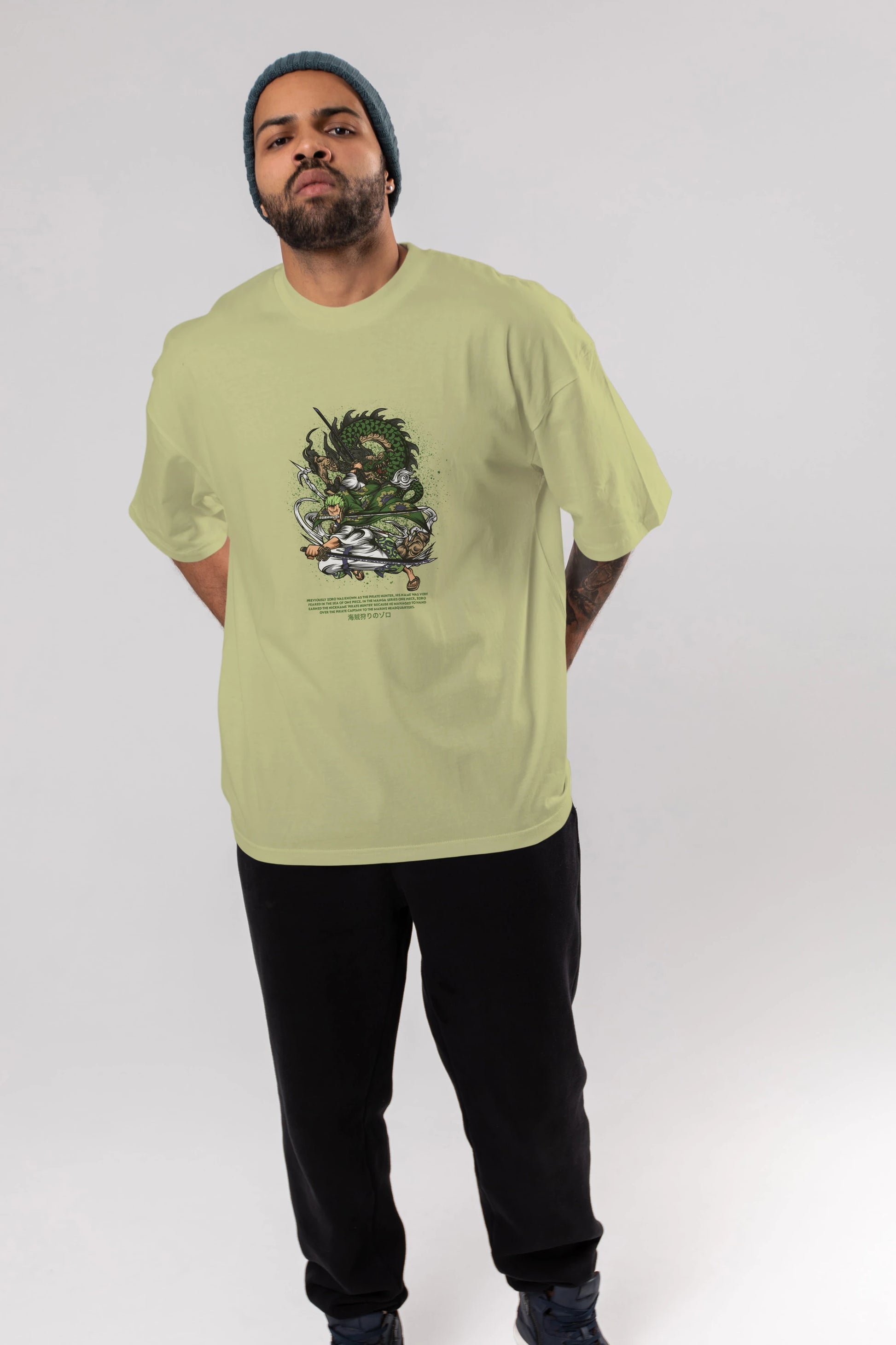 Zoro Anime Ön Baskılı Oversize t-shirt %100 pamuk Erkek Kadın Unisex