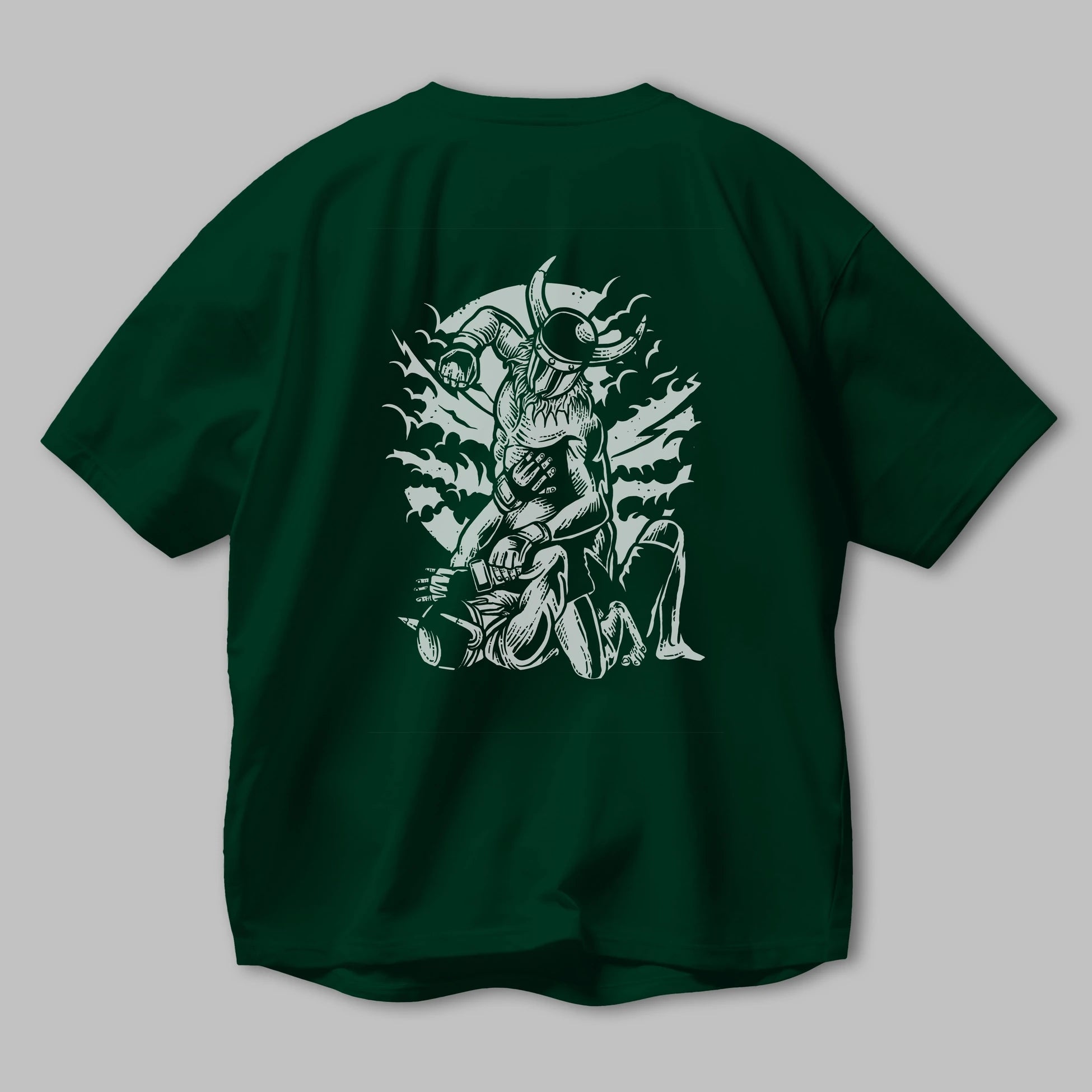 Viking MMA Fighter Arka Baskılı Oversize t-shirt Erkek Kadın Unisex %100 Pamuk