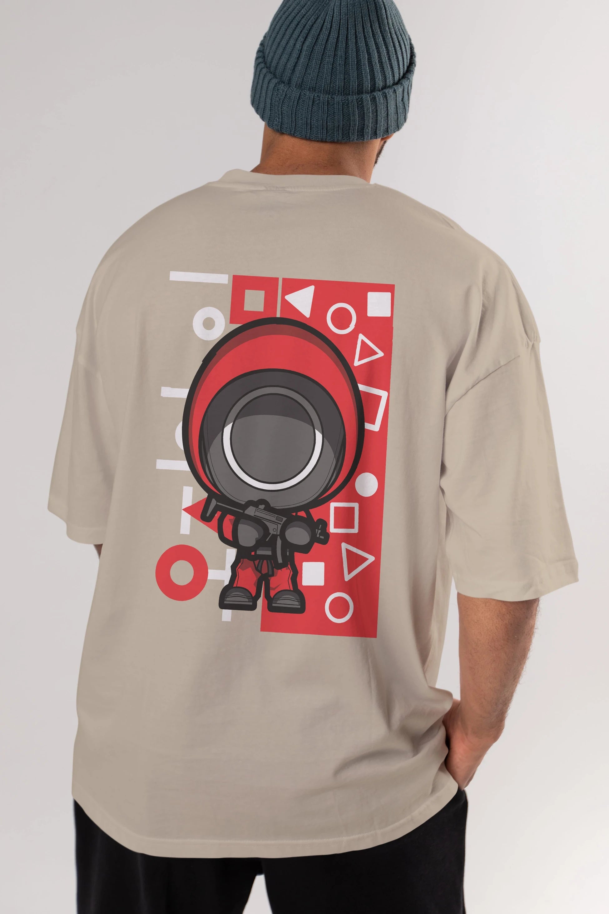 Squid Game (4) Arka Baskılı Oversize t-shirt Erkek Kadın Unisex %100 Pamuk Bisiklet Yaka tişort