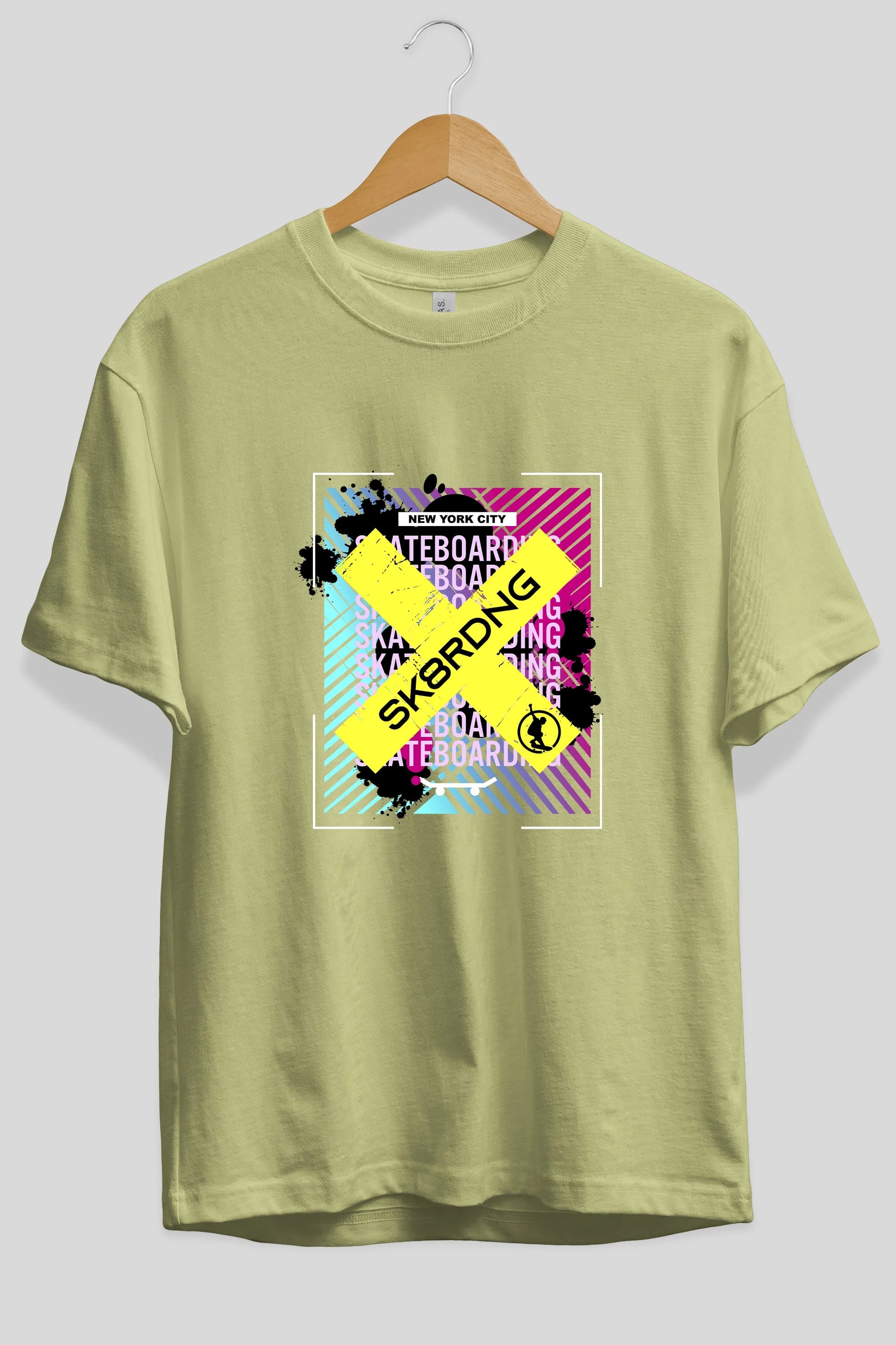 Skatebording Ön Baskılı Oversize t-shirt Erkek Kadın Unisex