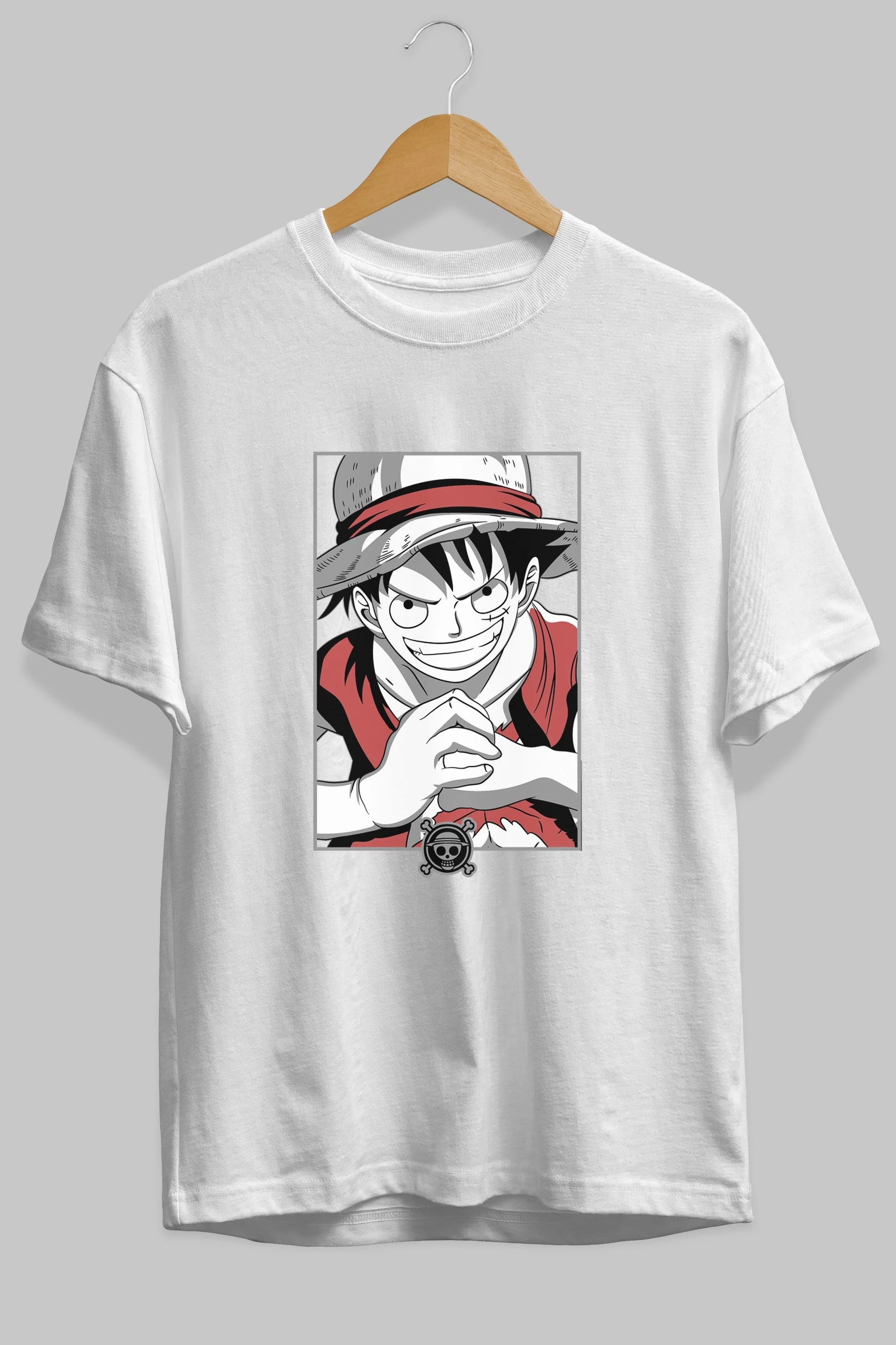 LUFF D. MONKEY OnePiece Anime Ön Baskılı Oversize t-shirt %100 pamuk Erkek Kadın Unisex