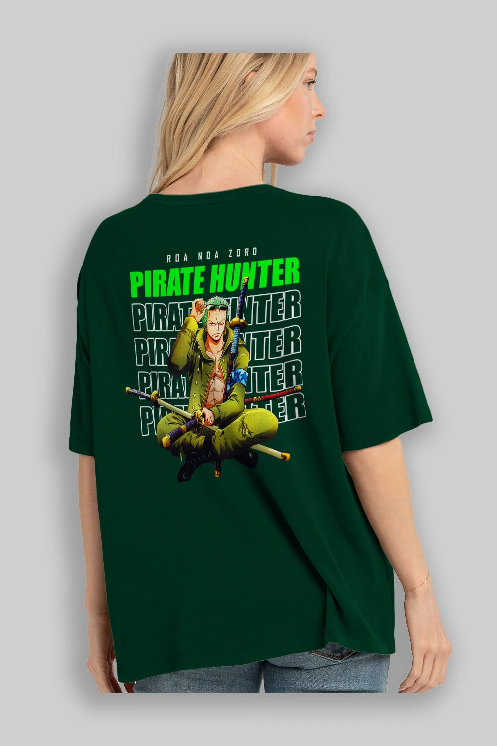 Roronoa Zoro 4 Anime Arka Baskılı Oversize t-shirt Erkek Kadın Unisex %100 pamuk tişort