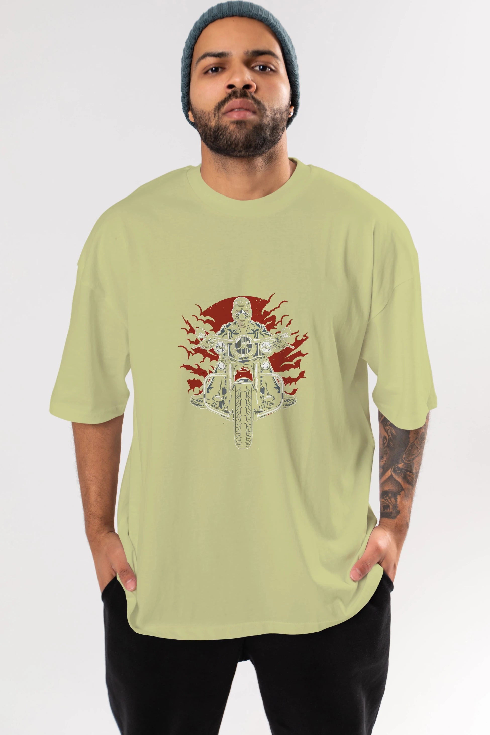 Wild Biker Ön Baskılı Oversize t-shirt Erkek Kadın Unisex %100 Pamuk tişort