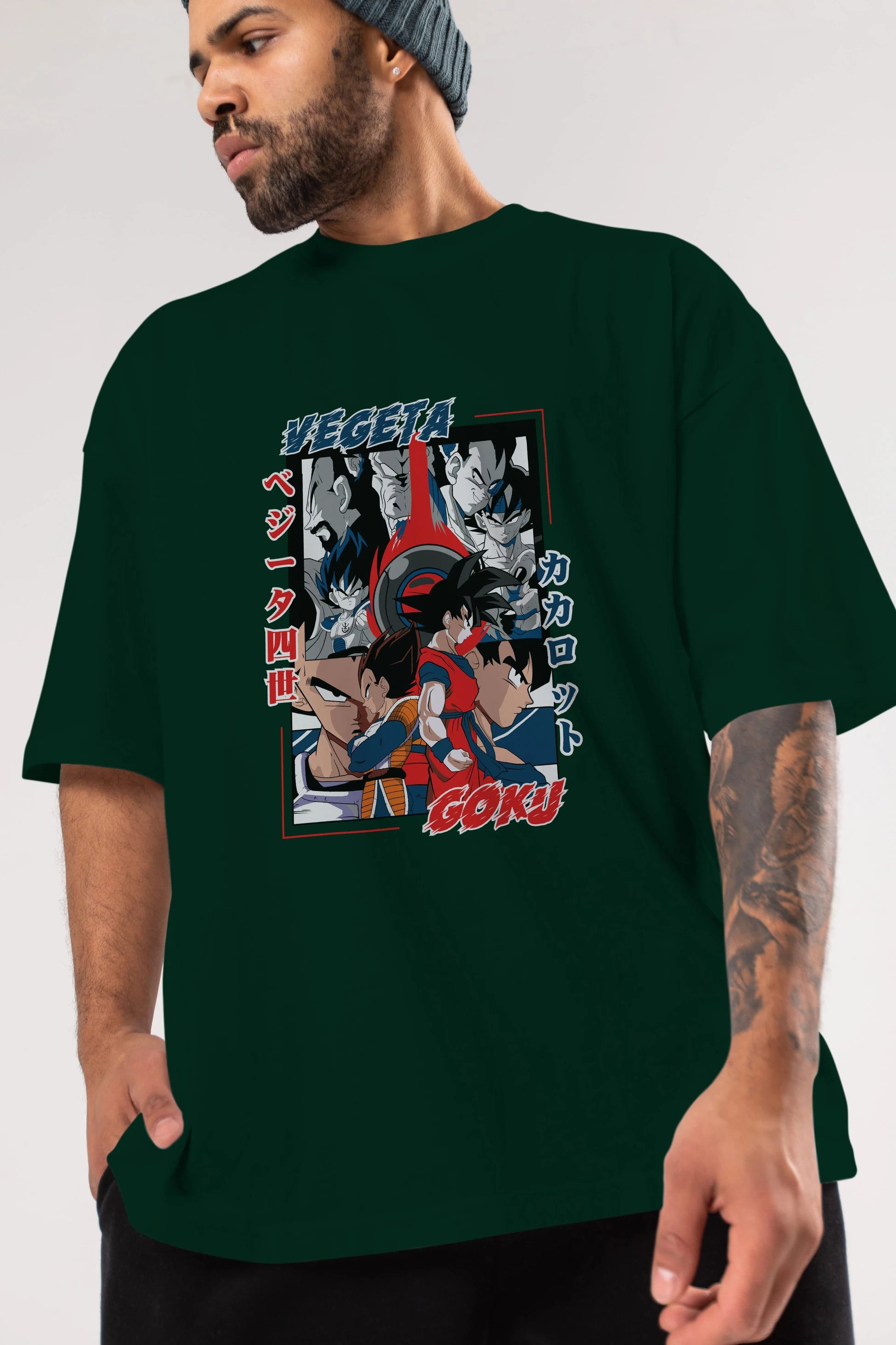 VEGETA VS GOKU Anime Ön Baskılı Oversize t-shirt %100 pamuk Erkek Kadın Unisex