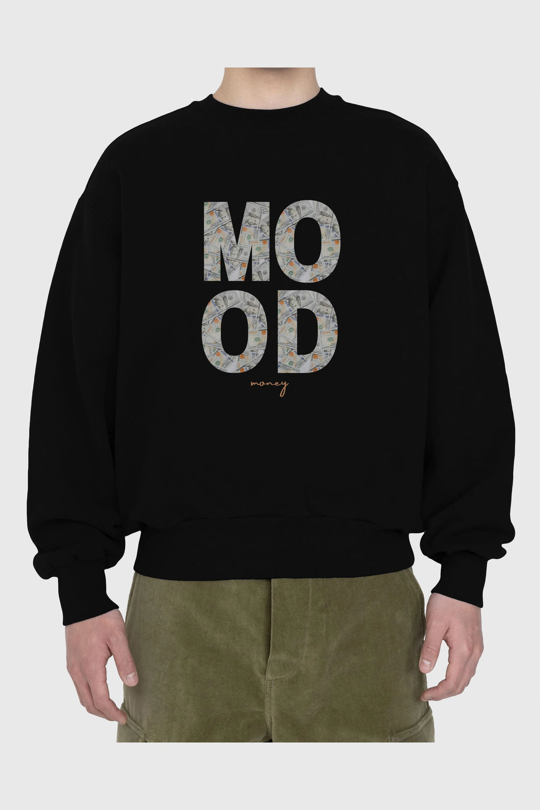Mood Money Yazılı Ön Baskılı Oversize Sweatshirt Erkek Kadın Unisex