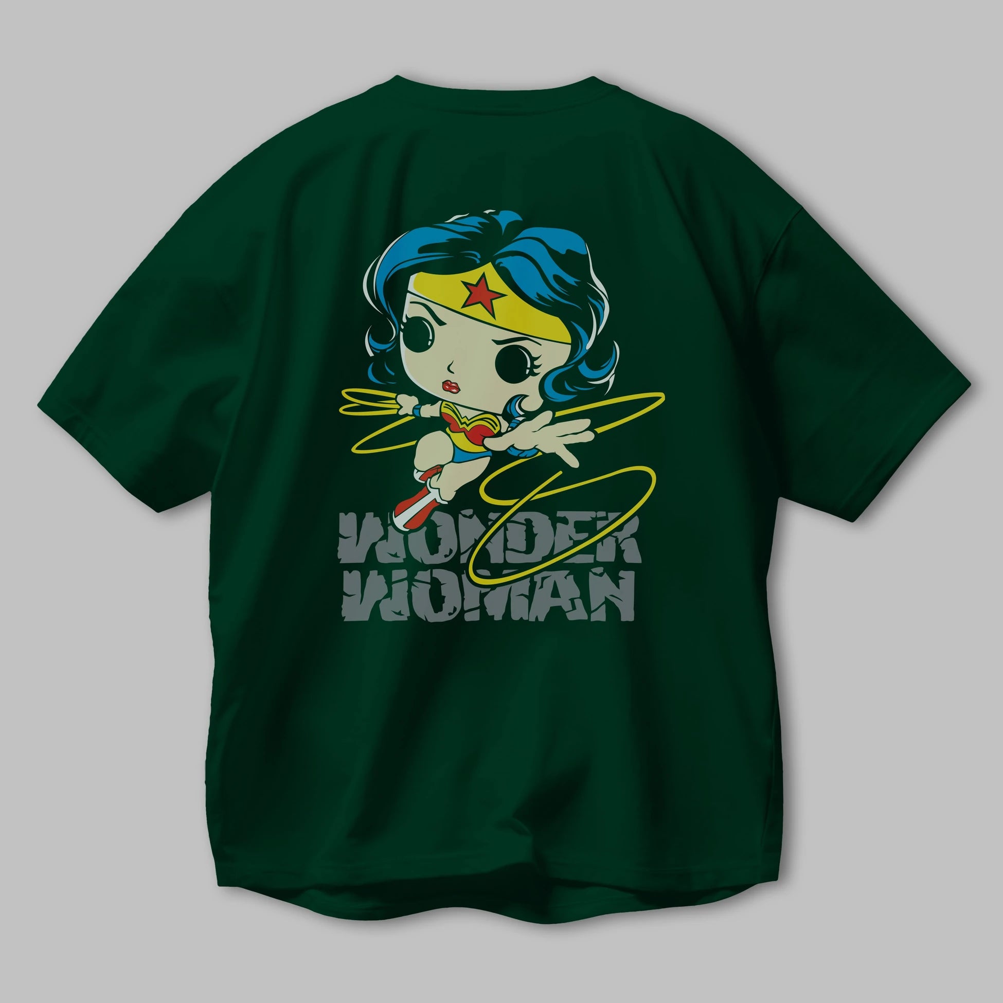 Wonder Woman Arka Baskılı Oversize t-shirt Erkek Kadın Unisex %100 Pamuk Bisiklet Yaka tişort