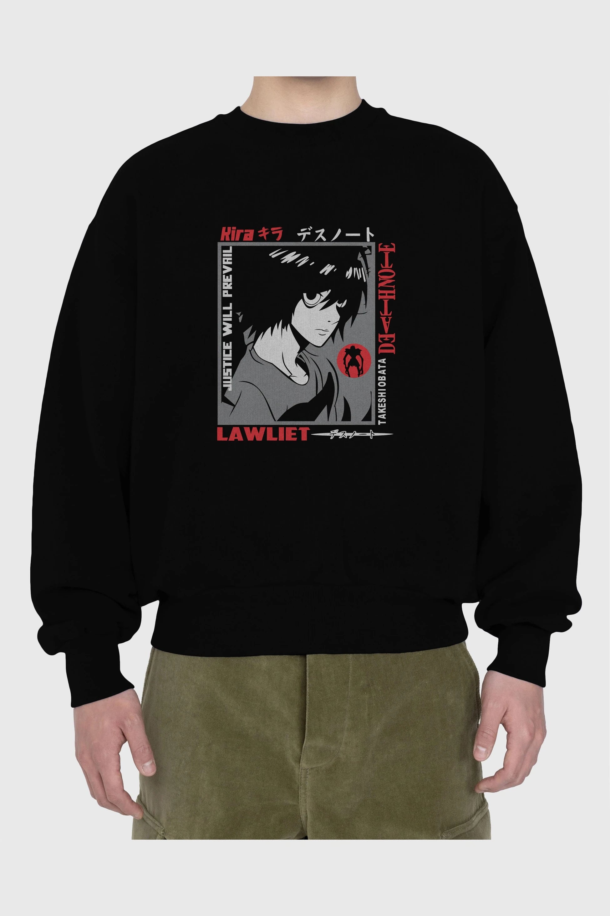DEATH NOTE Anime Ön Baskılı Oversize Sweatshirt Erkek Kadın Unisex