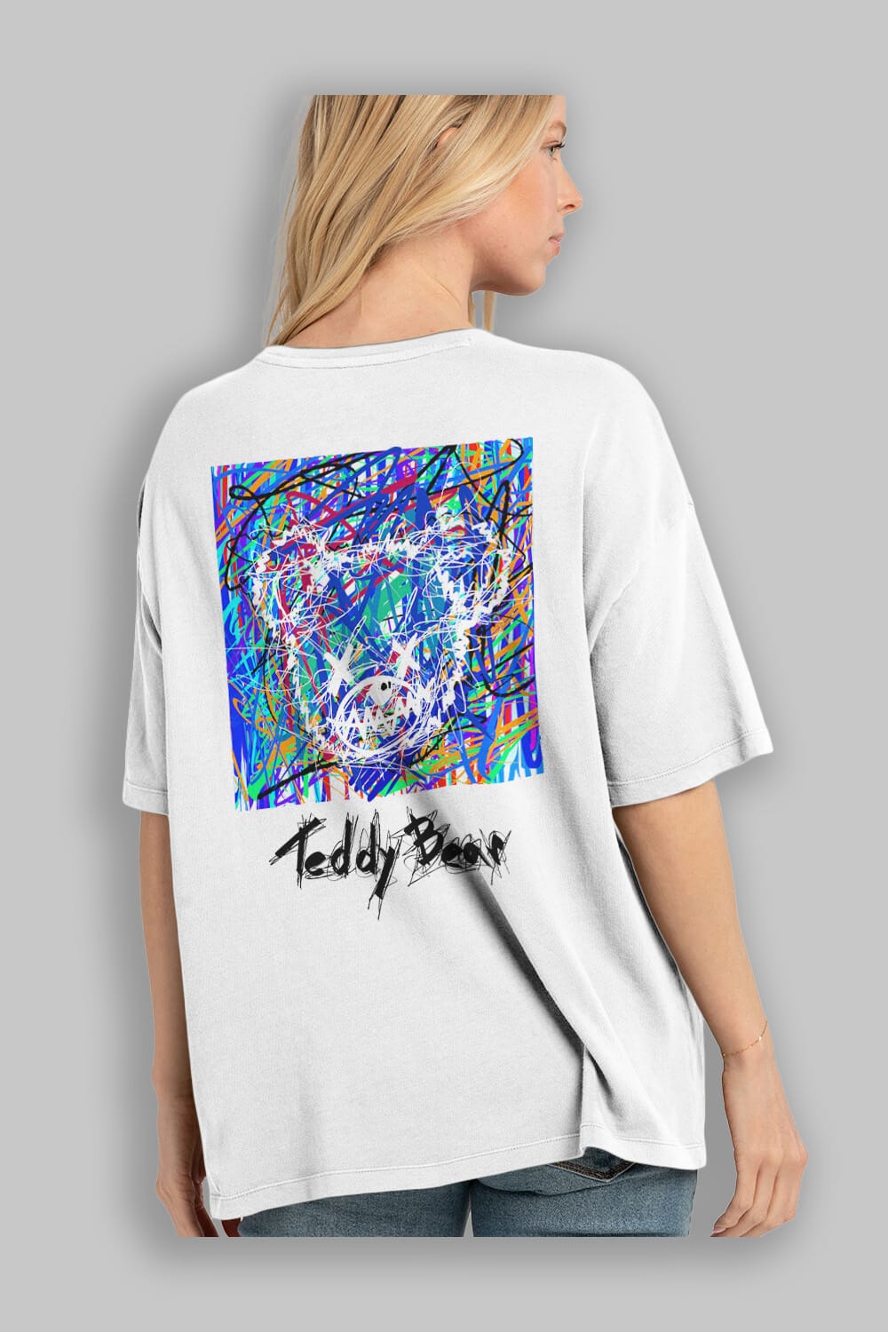 Teddy Bear 3 Arka Baskılı Oversize t-shirt Erkek Kadın Unisex