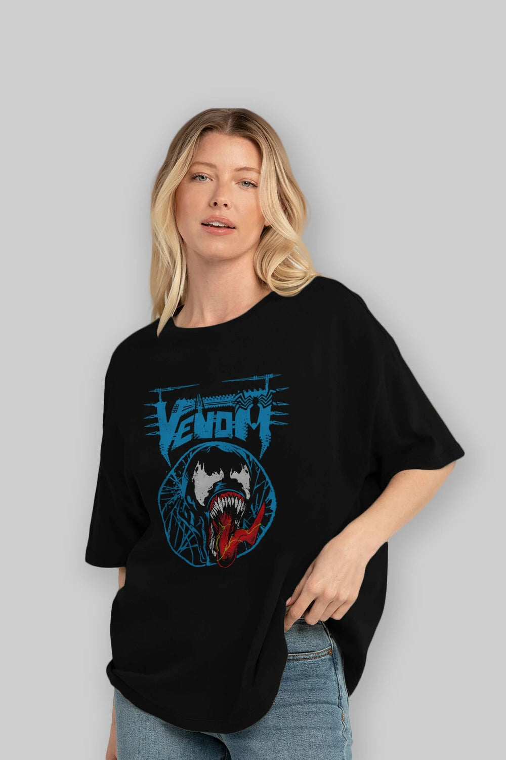 Venom (23) Ön Baskılı Oversize t-shirt Erkek Kadın Unisex %100 Pamuk Bisiklet Yaka tişort
