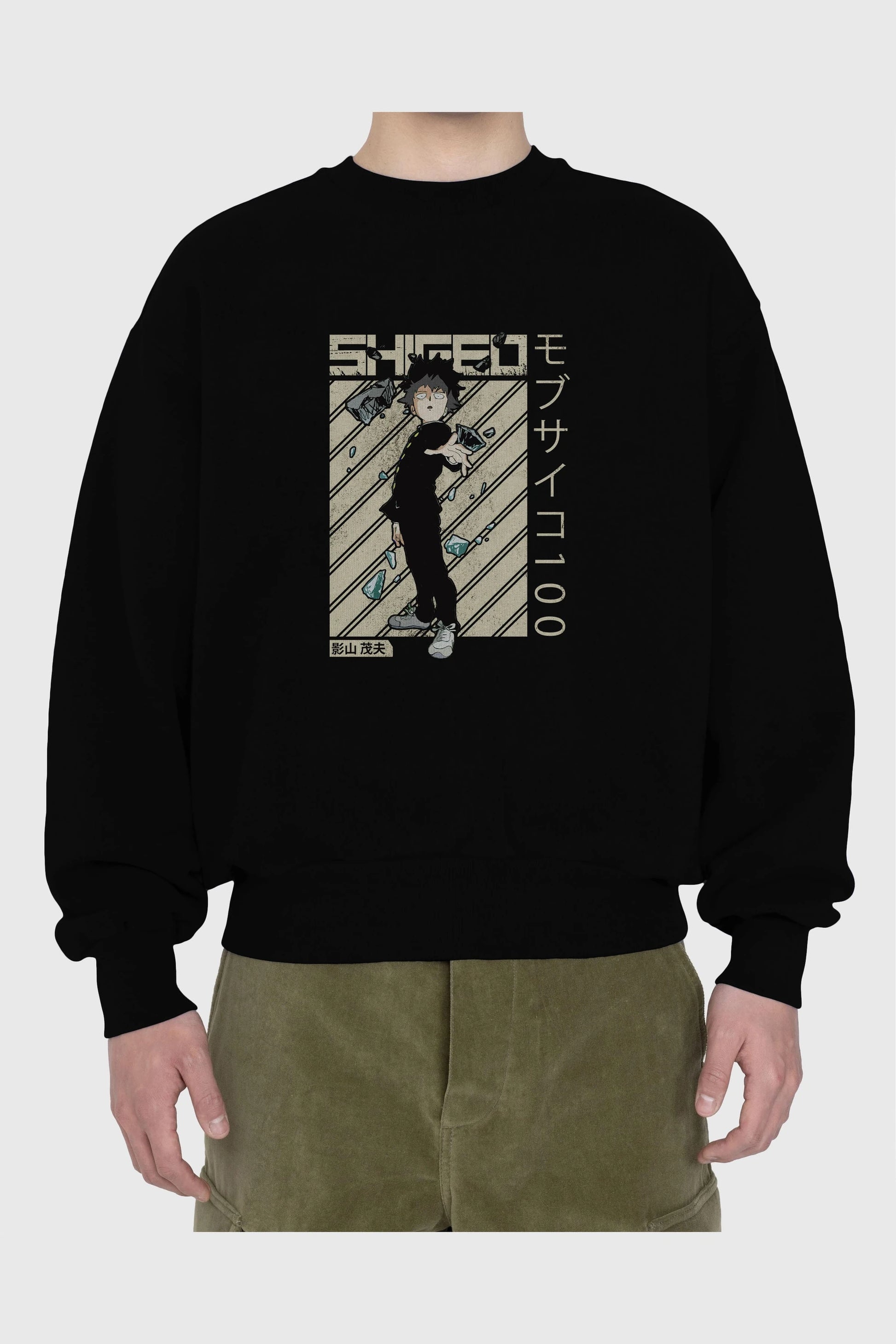 Shigeo Kageyama 3 Anime Ön Baskılı Oversize Sweatshirt Erkek Kadın Unisex