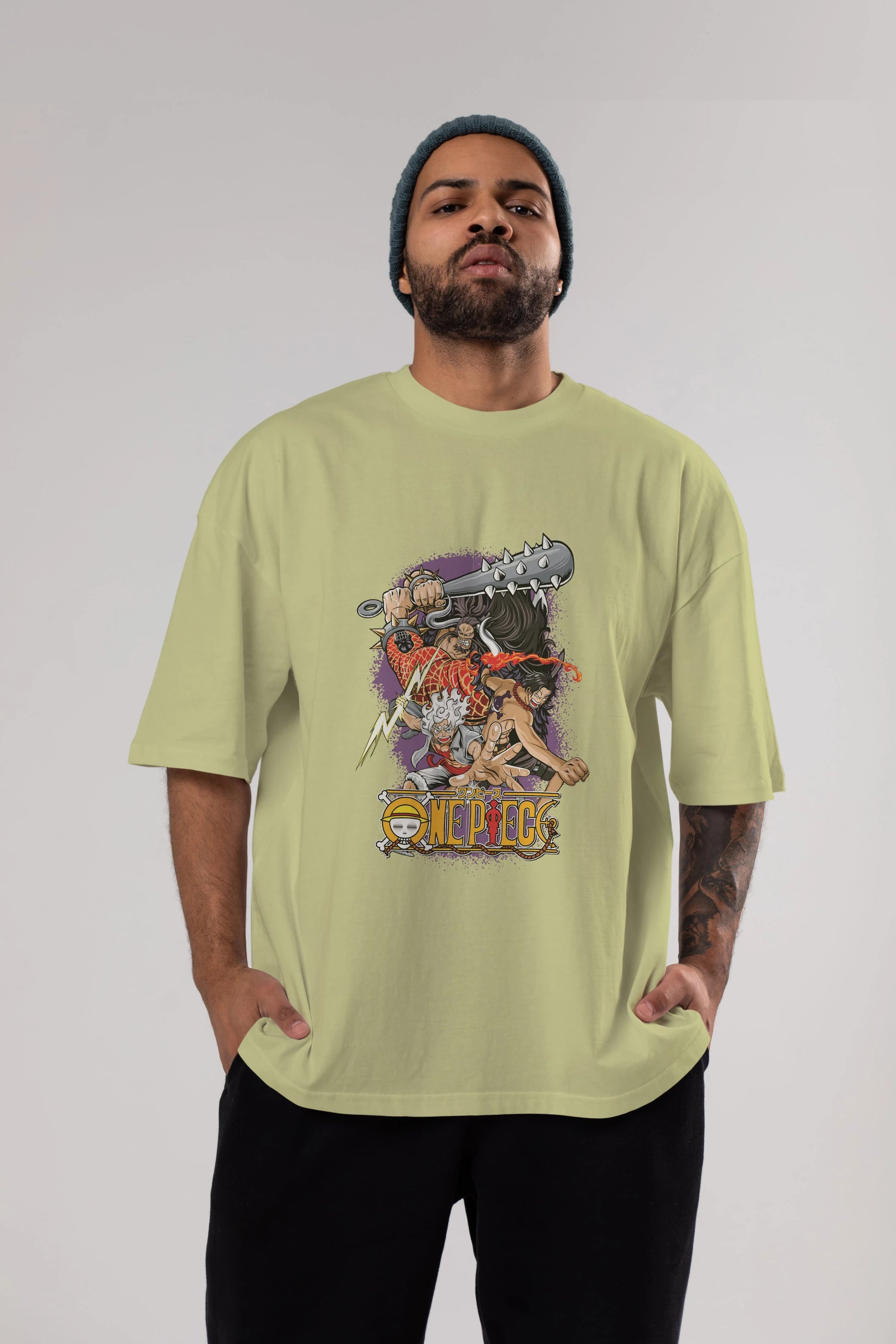 ONE PIECE (6) Anime Ön Baskılı Oversize t-shirt %100 pamuk Erkek Kadın Unisex