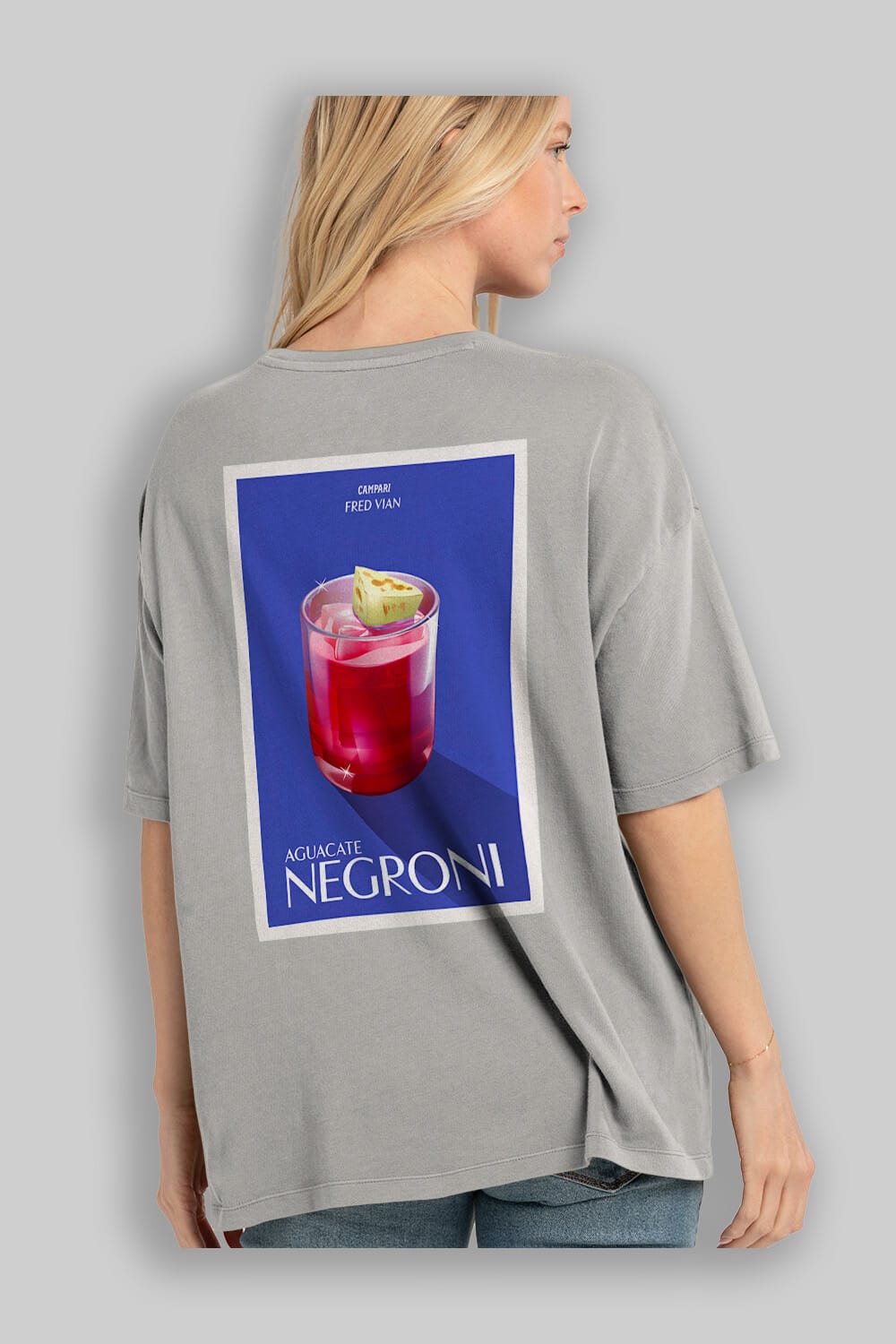 Aguacate Negroni Arka Baskılı Oversize t-shirt Erkek Kadın Unisex %100 Pamuk Bisiklet Yaka tişort