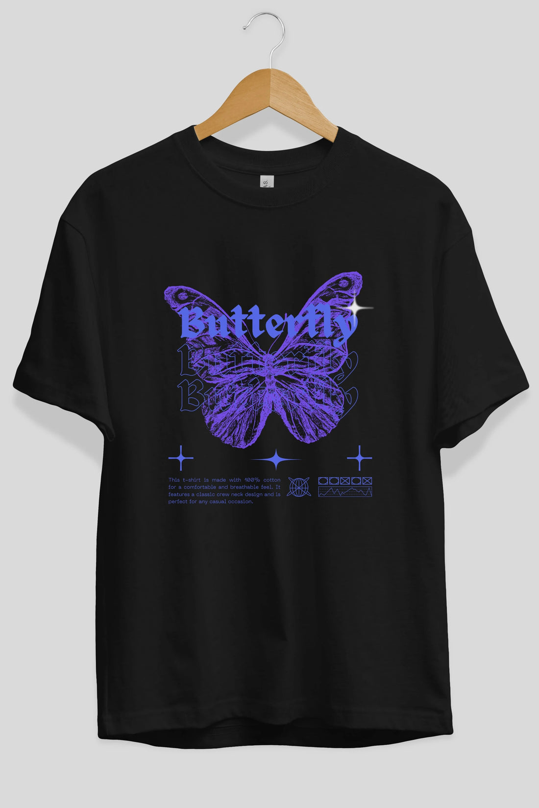 Butterfly Streetwear Ön Baskılı Oversize t-shirt Erkek Kadın Unisex