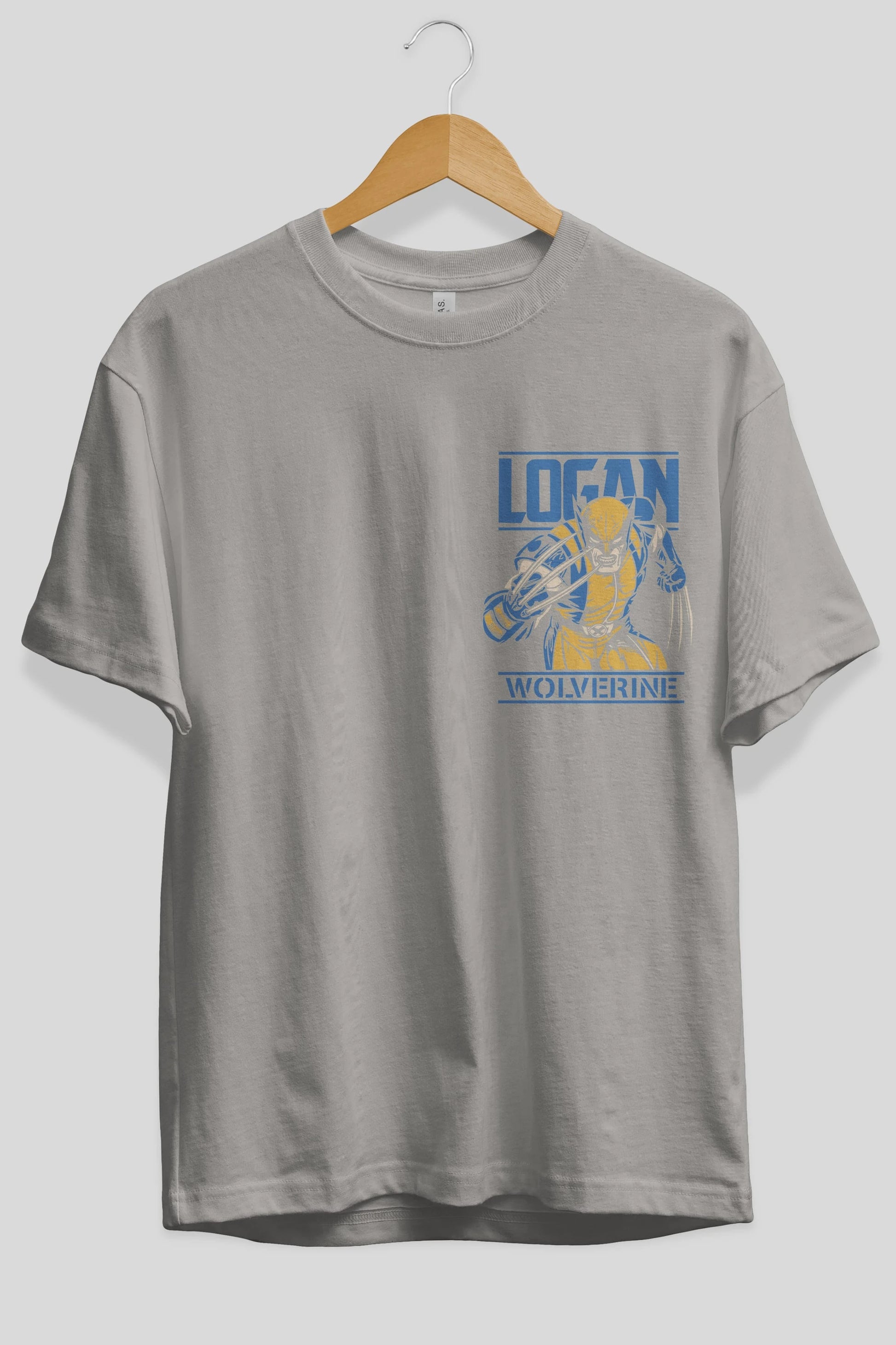 Wolverine Logan Ön Sol Baskılı Oversize t-shirt Erkek Kadın Unisex %100 Pamuk Bisiklet Yaka tişort