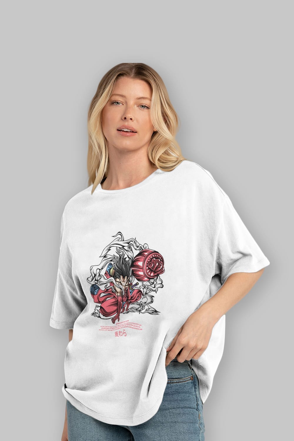 One Piece Snakeman Anime Ön Baskılı Oversize t-shirt %100 pamuk Erkek Kadın Unisex