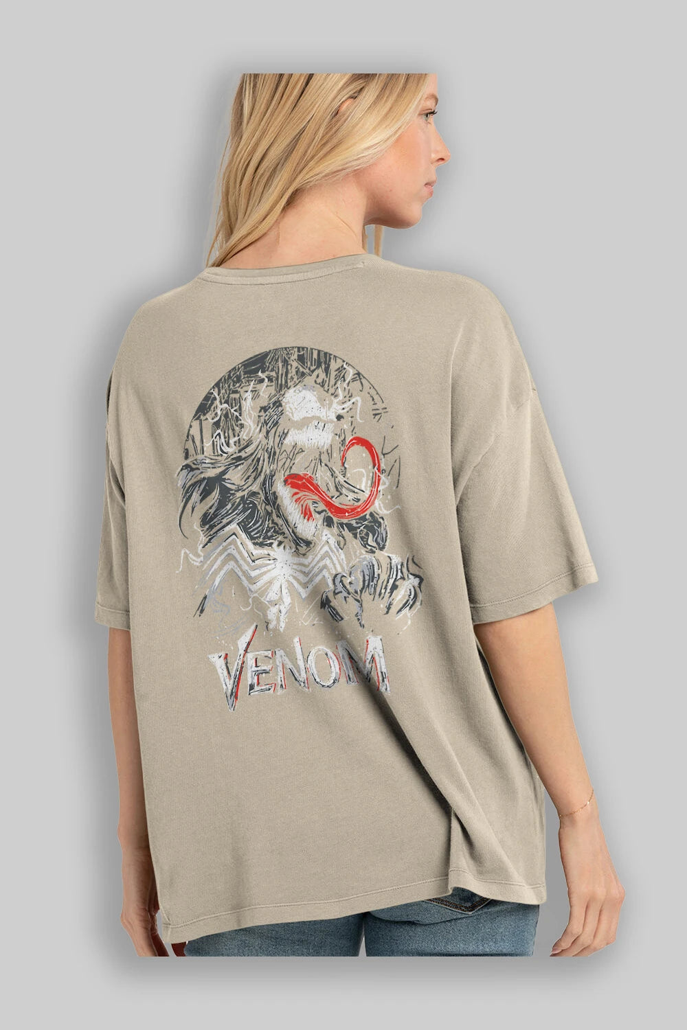 Venom (13) Arka Baskılı Oversize t-shirt Erkek Kadın Unisex %100 Pamuk Bisiklet Yaka tişort