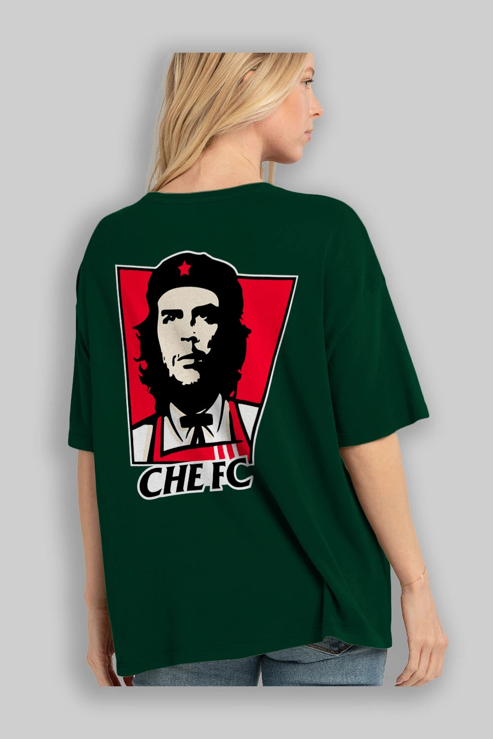 Che FC Arka Baskılı Oversize t-shirt Erkek Kadın Unisex %100 Pamuk Bisiklet Yaka tişort