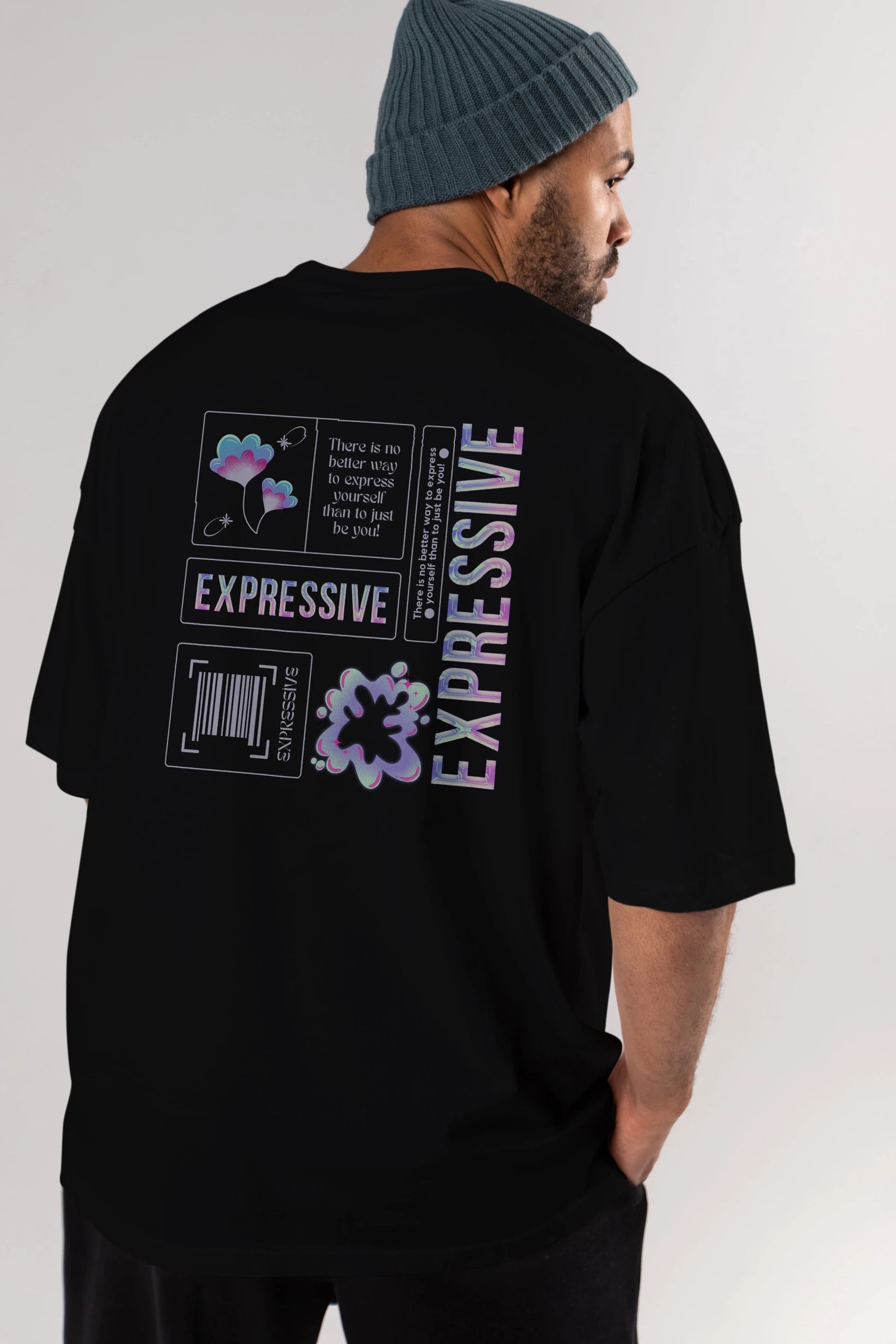 Expressive Streetwear Arka Baskılı Oversize t-shirt Erkek Kadın Unisex
