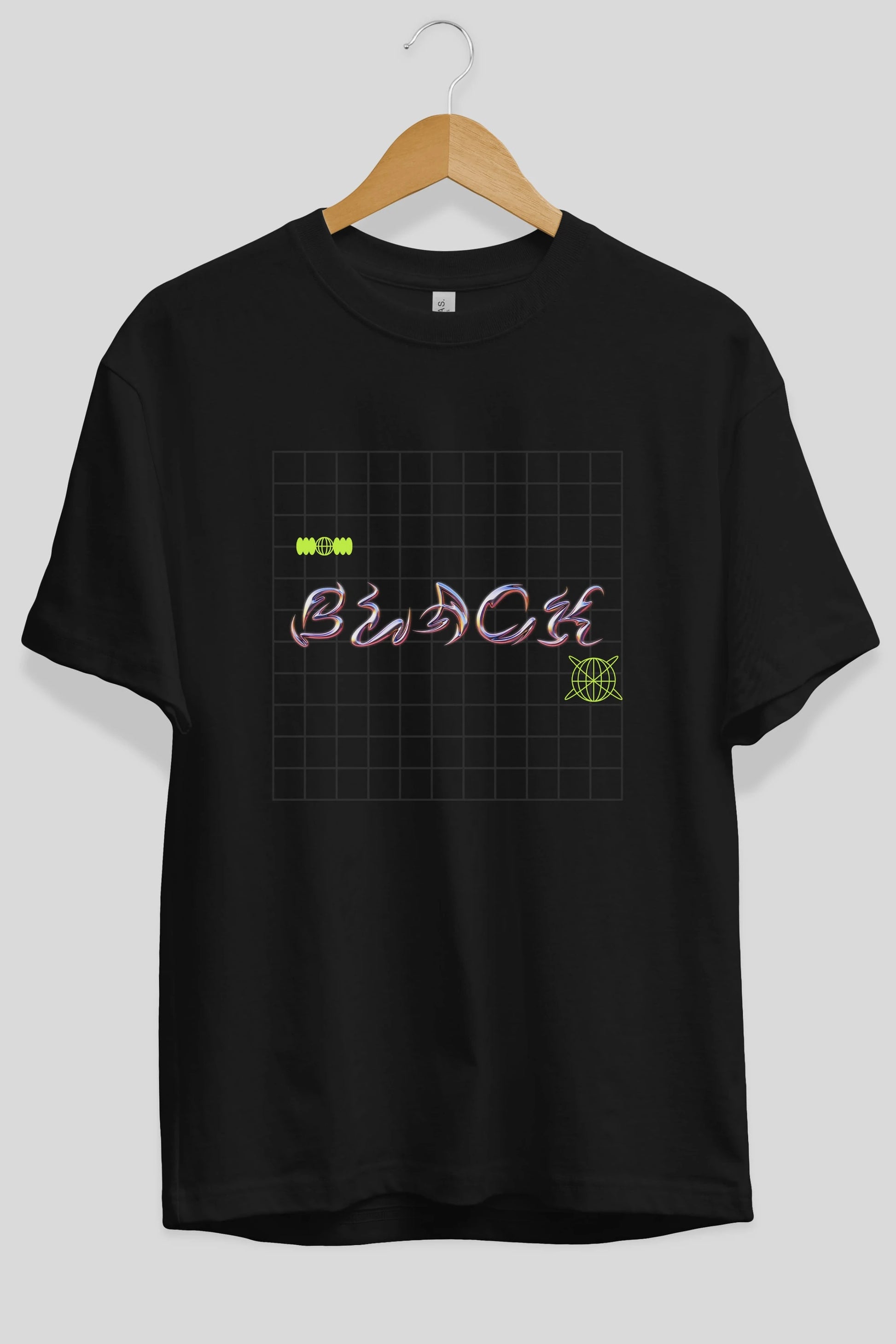 Black Yazılı Ön Baskılı Oversize t-shirt Erkek Kadın Unisex