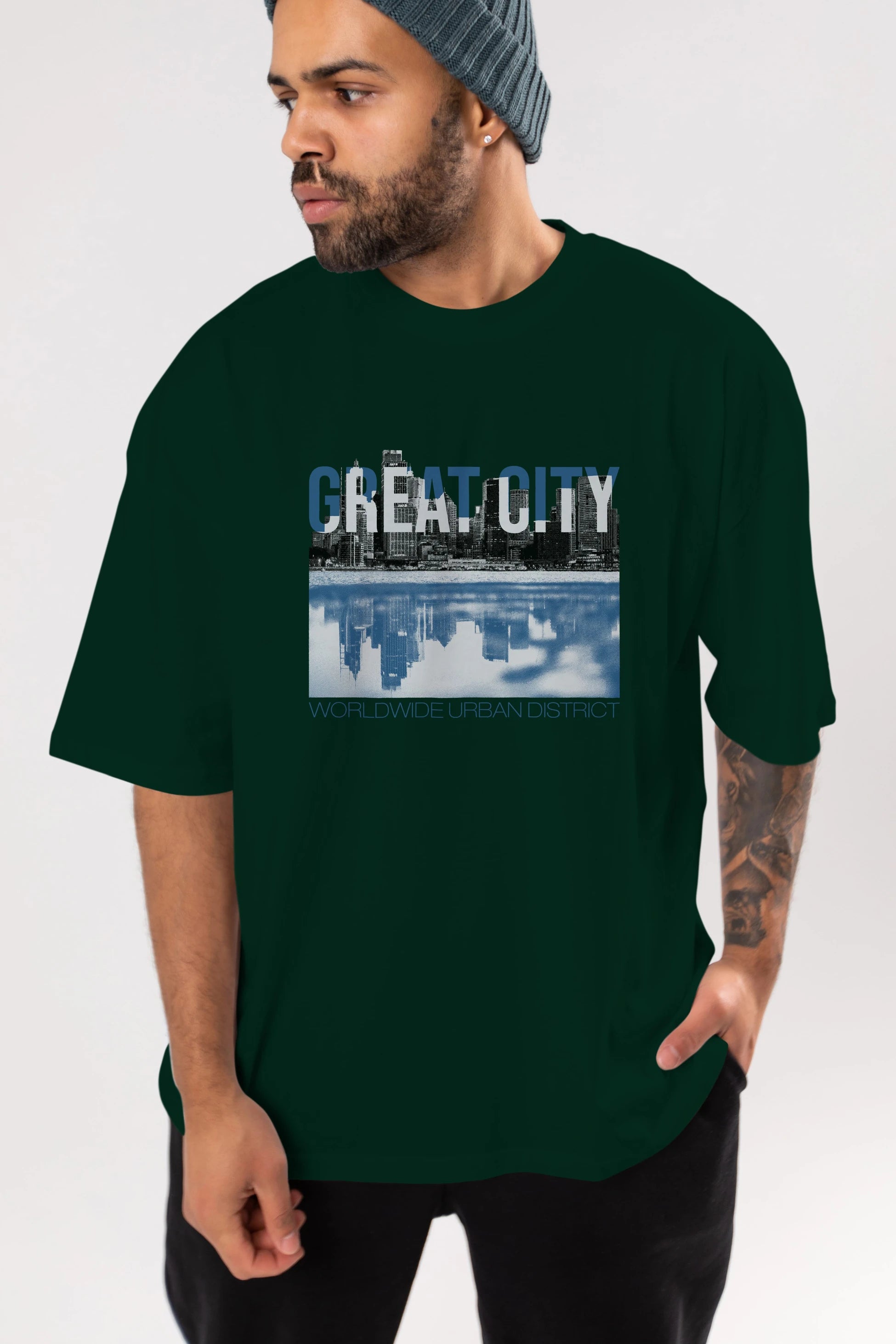 Great City Ön Baskılı Oversize t-shirt Erkek Kadın Unisex