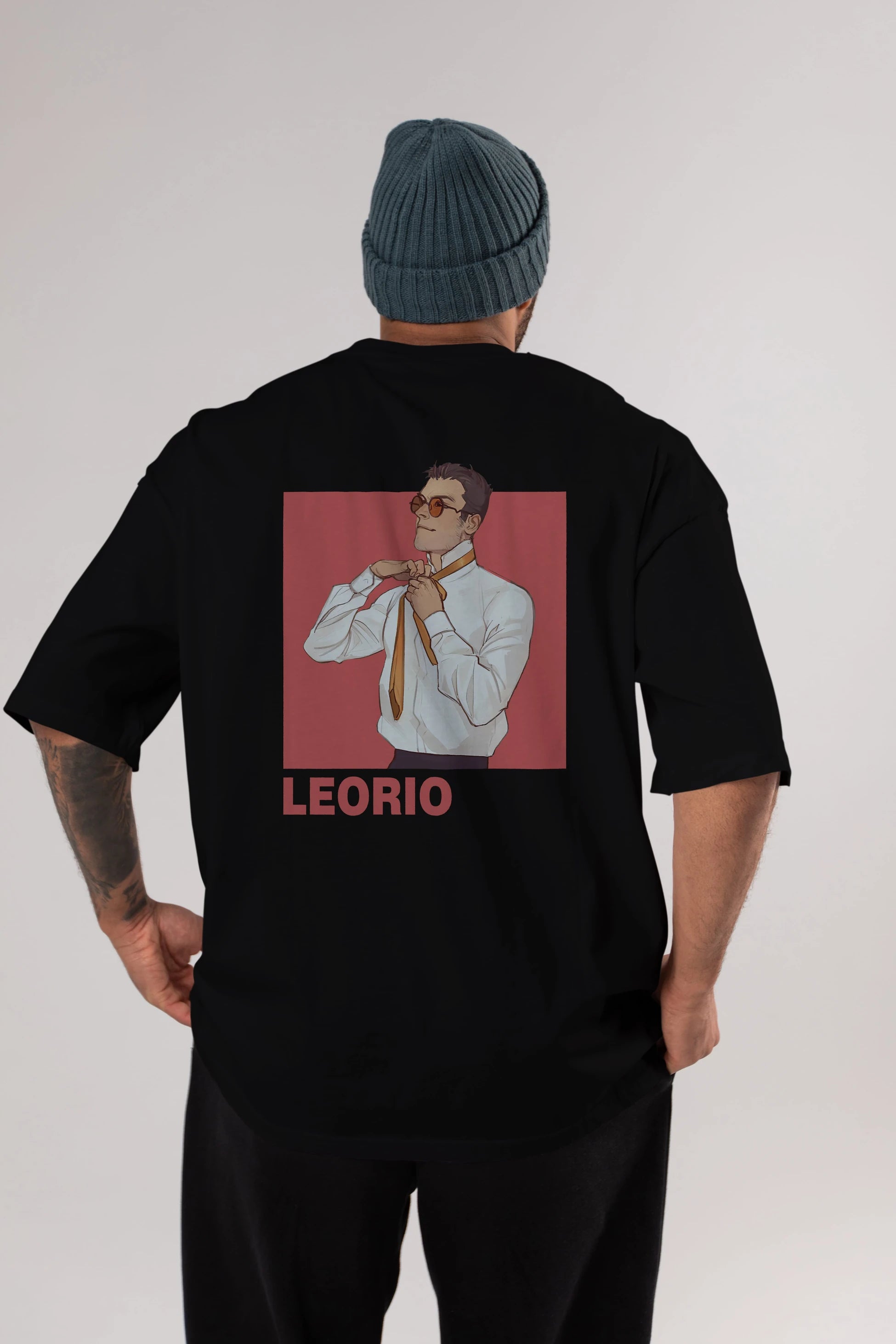 Leorio Paladiknight 5 Anime Arka Baskılı Oversize t-shirt Erkek Kadın Unisex