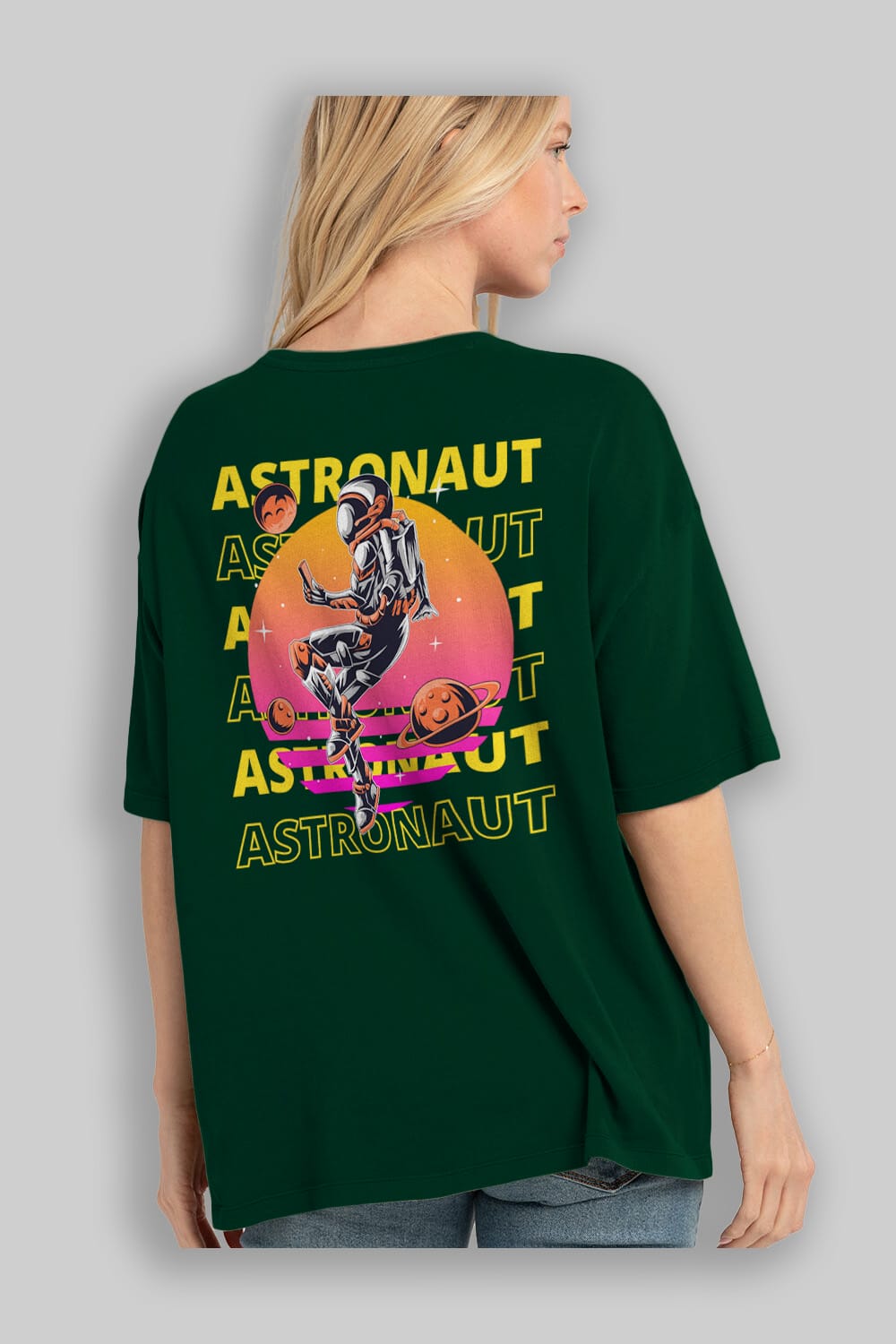 Astronaut Streetwear 2 Arka Baskılı Oversize t-shirt Erkek Kadın Unisex