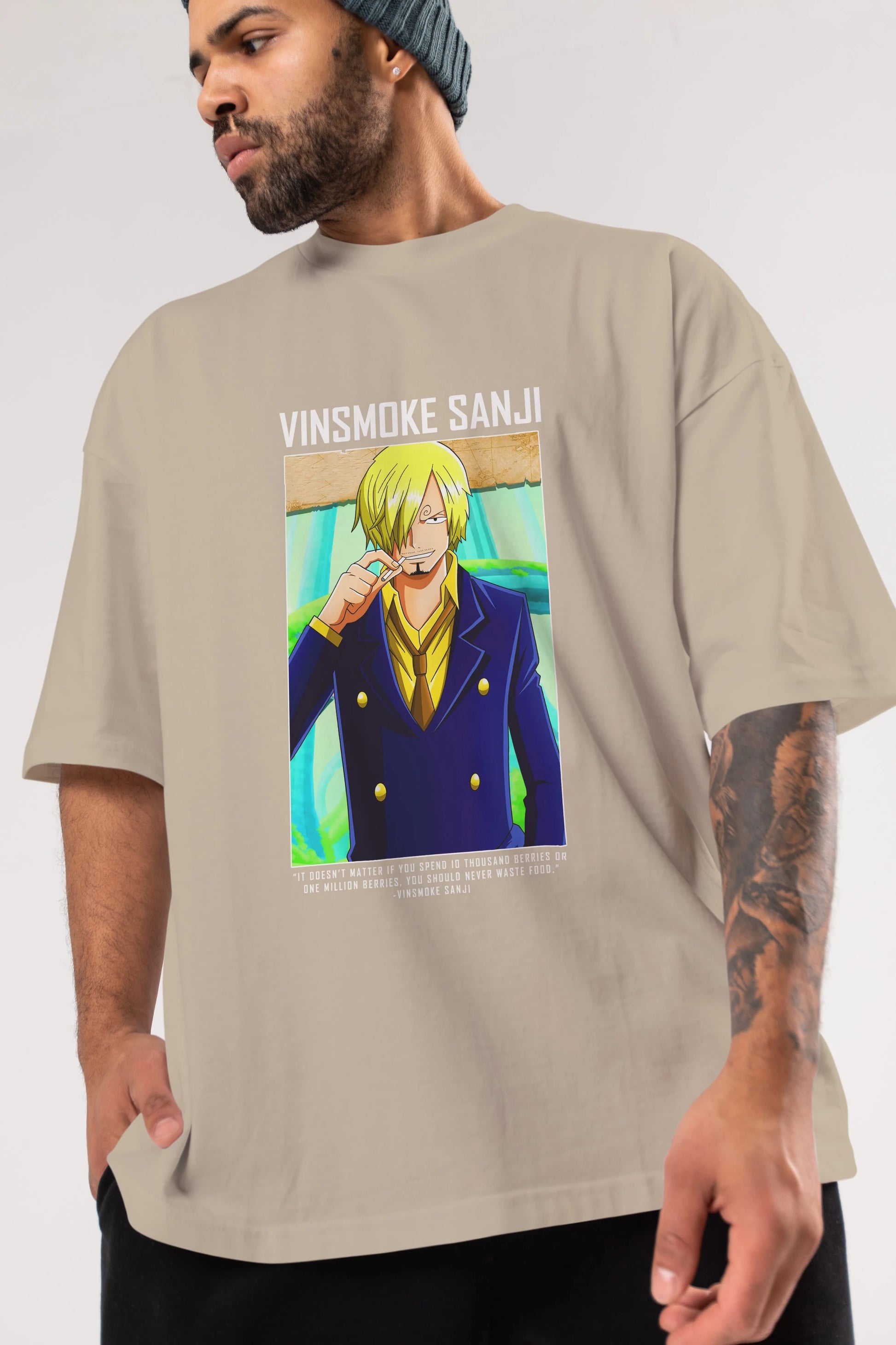 Sanji 2 Anime Ön Baskılı Oversize t-shirt Erkek Kadın Unisex