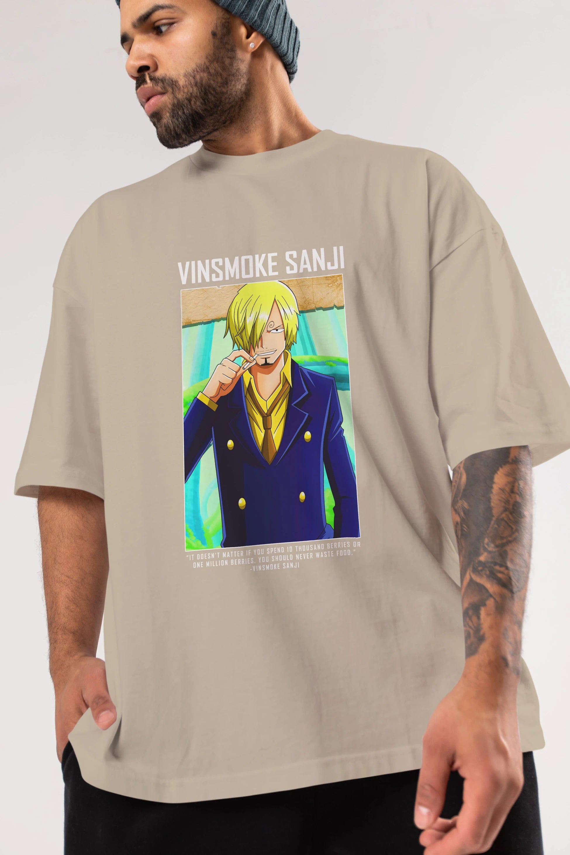 Sanji 2 Anime Ön Baskılı Oversize t-shirt Erkek Kadın Unisex