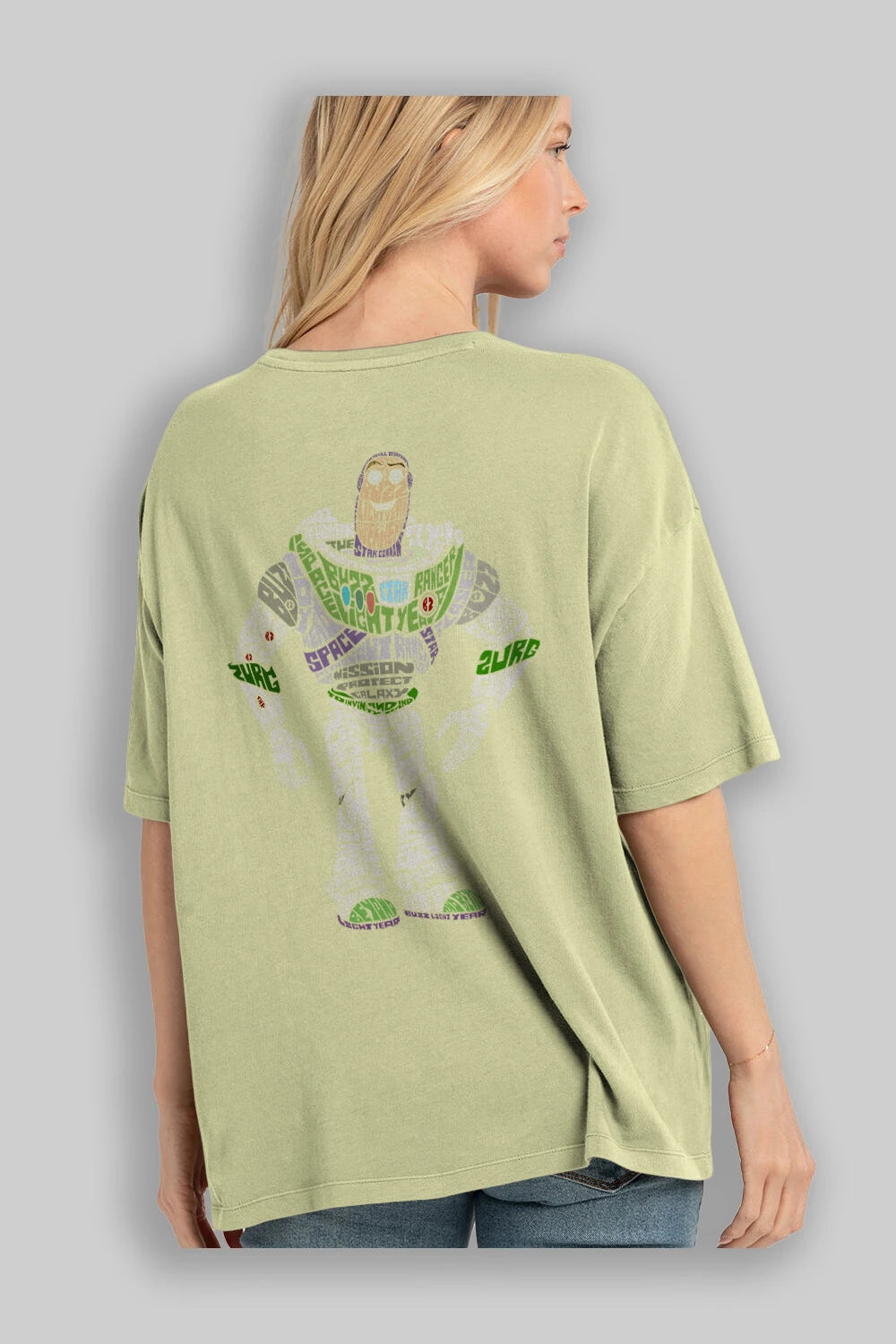 Buzz Arka Baskılı Oversize t-shirt %100 pamuk Erkek Kadın Unisex