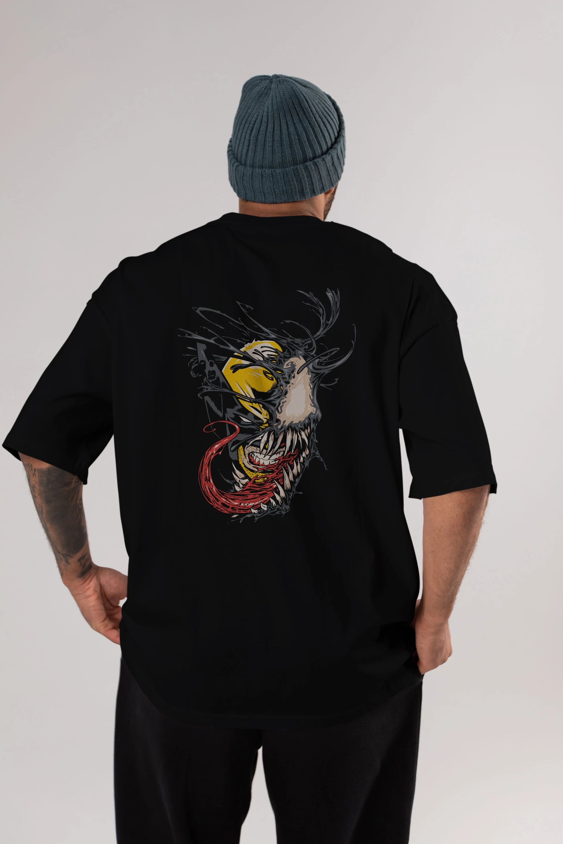 Venom (4) Arka Baskılı Oversize t-shirt Erkek Kadın Unisex %100 Pamuk Bisiklet Yaka tişort