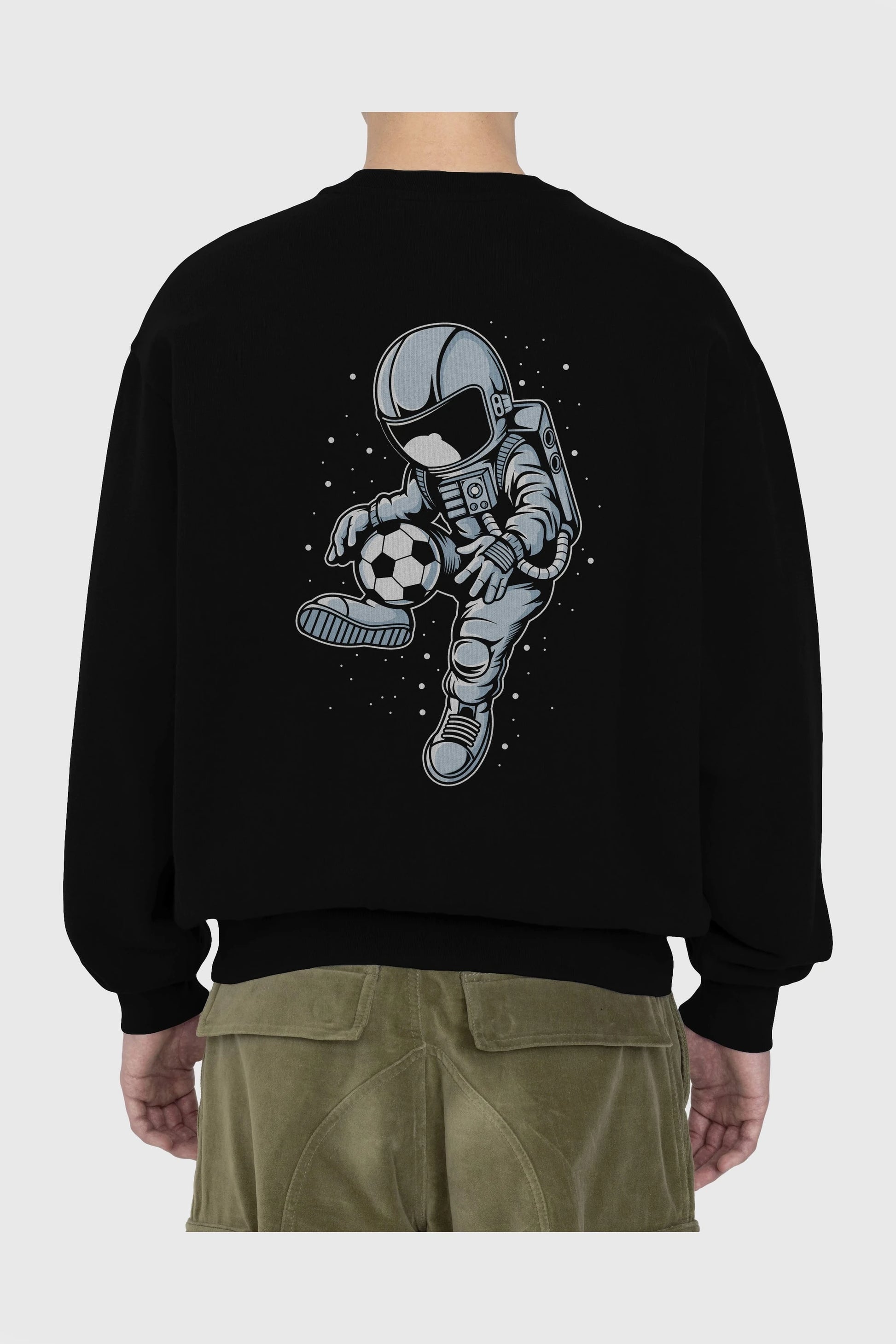 Astronaut Soccer Player Arka Baskılı Oversize Sweatshirt Erkek Kadın Unisex