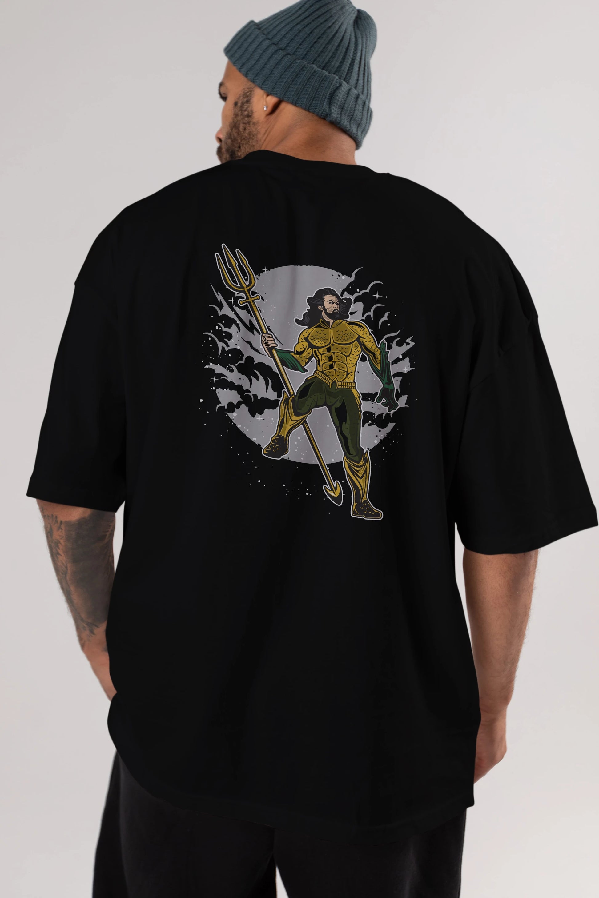AQUAMAN Arka Baskılı Oversize t-shirt Erkek Kadın Unisex %100 Pamuk