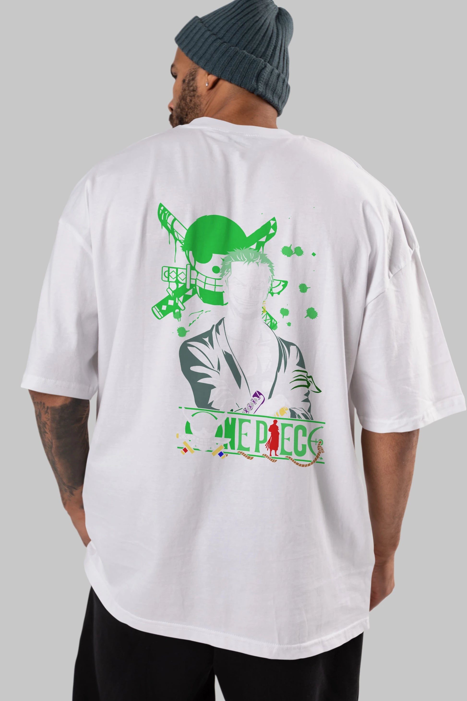 Roronoa Zoro 2 Anime Arka Baskılı Oversize t-shirt Erkek Kadın Unisex %100 pamuk tişort