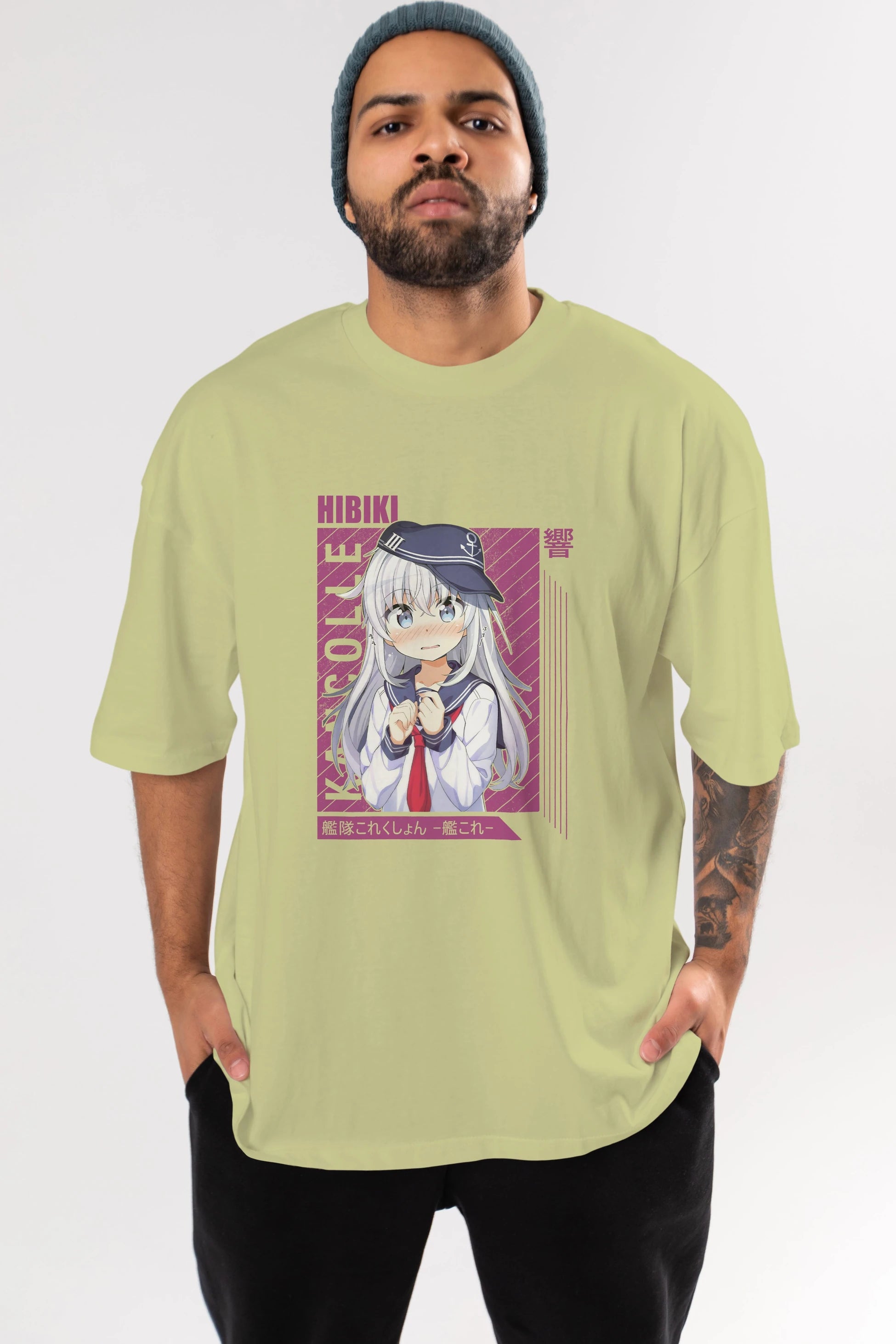 Hibiki 4 Anime Ön Baskılı Oversize t-shirt %100 pamuk Erkek Kadın Unisex