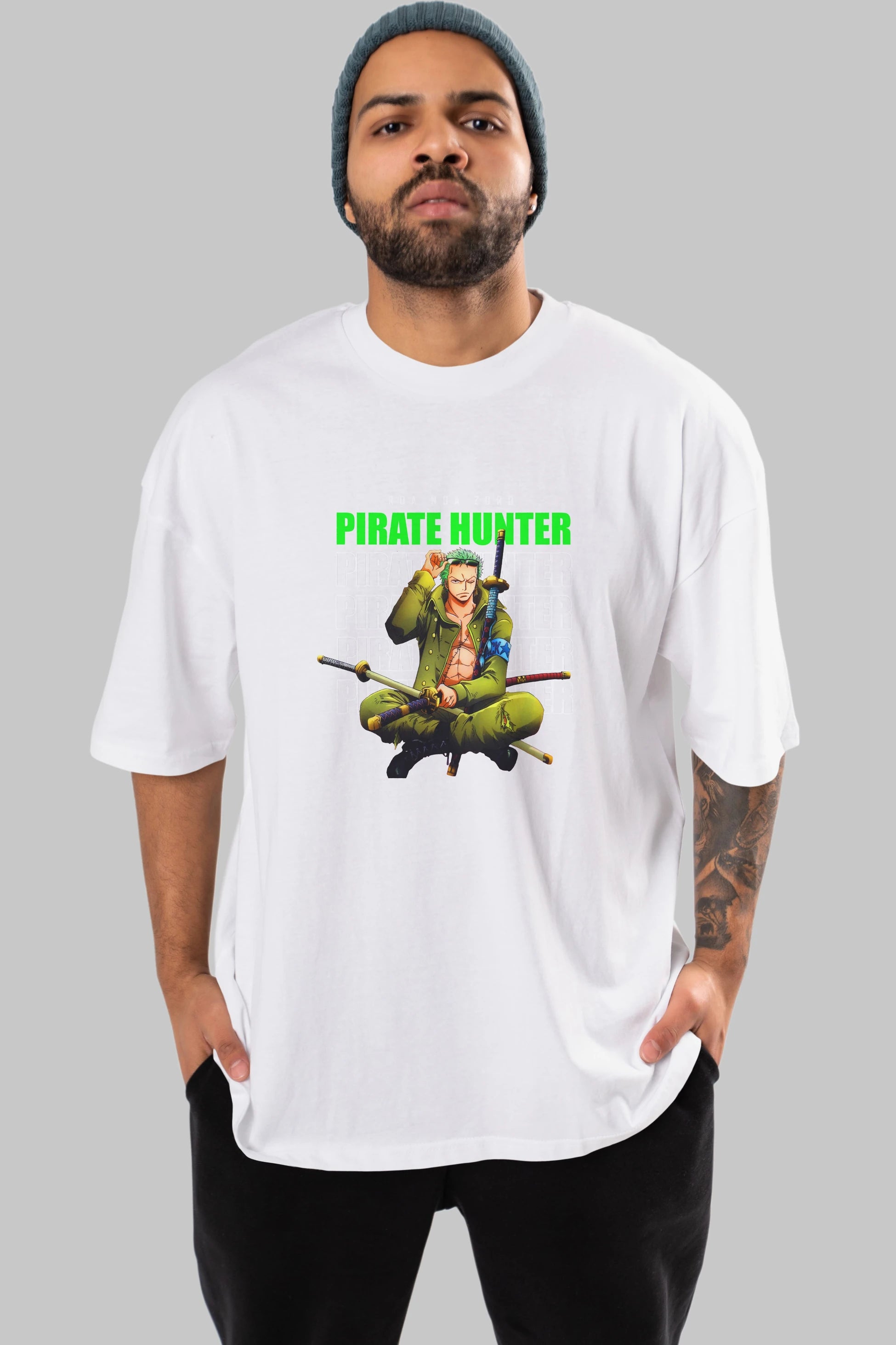 Roronoa Zoro 4 Anime Ön Baskılı Oversize t-shirt Erkek Kadın Unisex