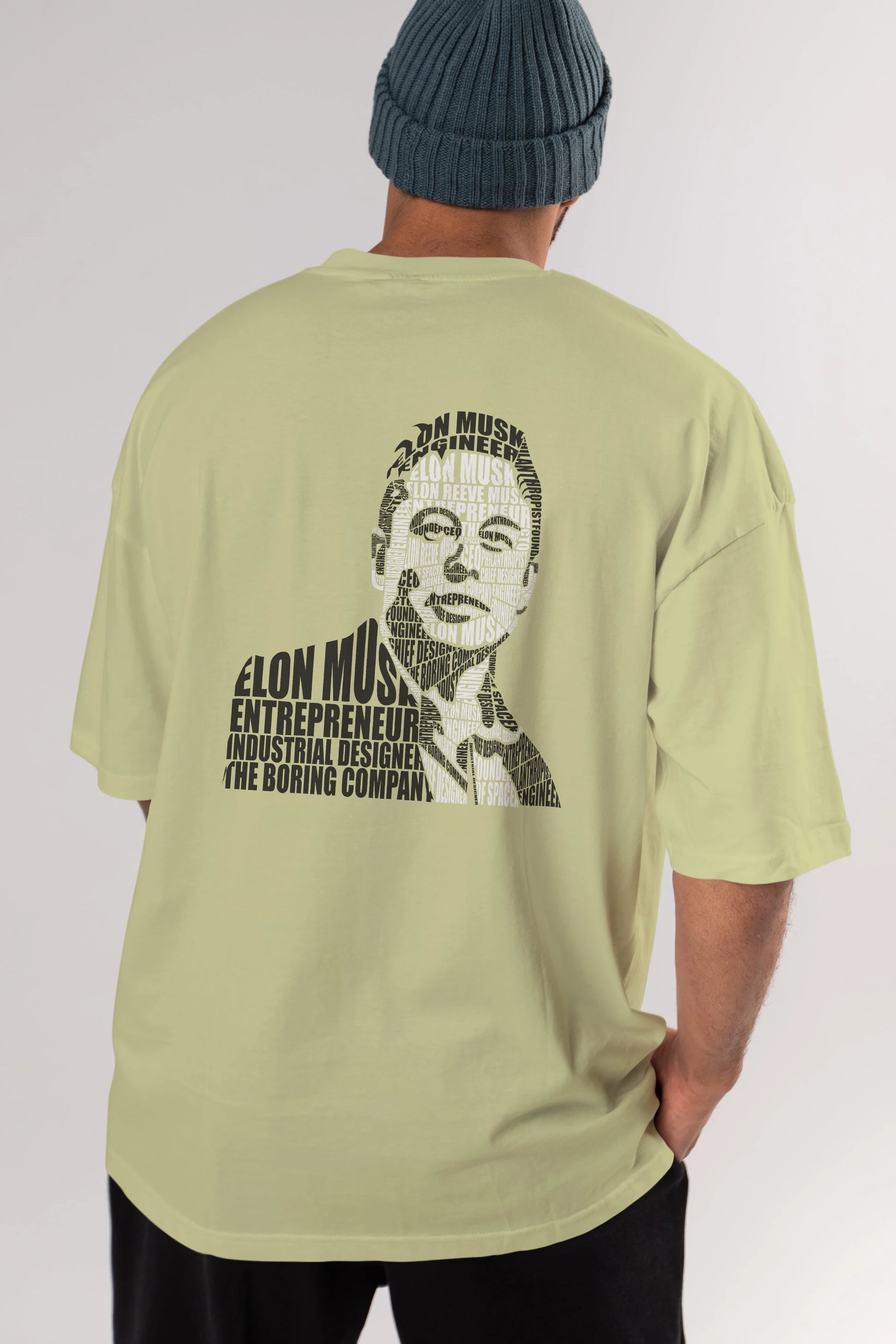 Elon Musk Calligram Arka Baskılı Oversize t-shirt %100 pamuk Erkek Kadın Unisex