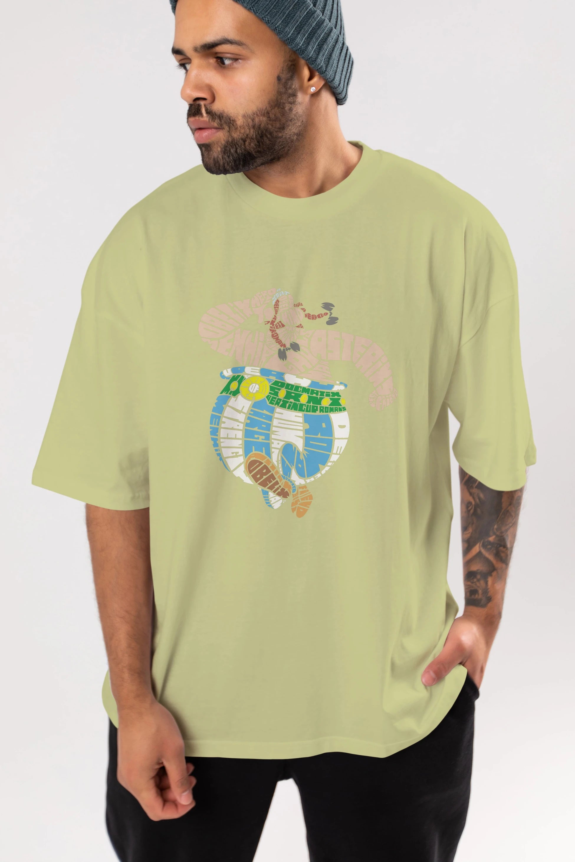 Obelix Ön Baskılı Oversize t-shirt %100 pamuk Erkek Kadın Unisex