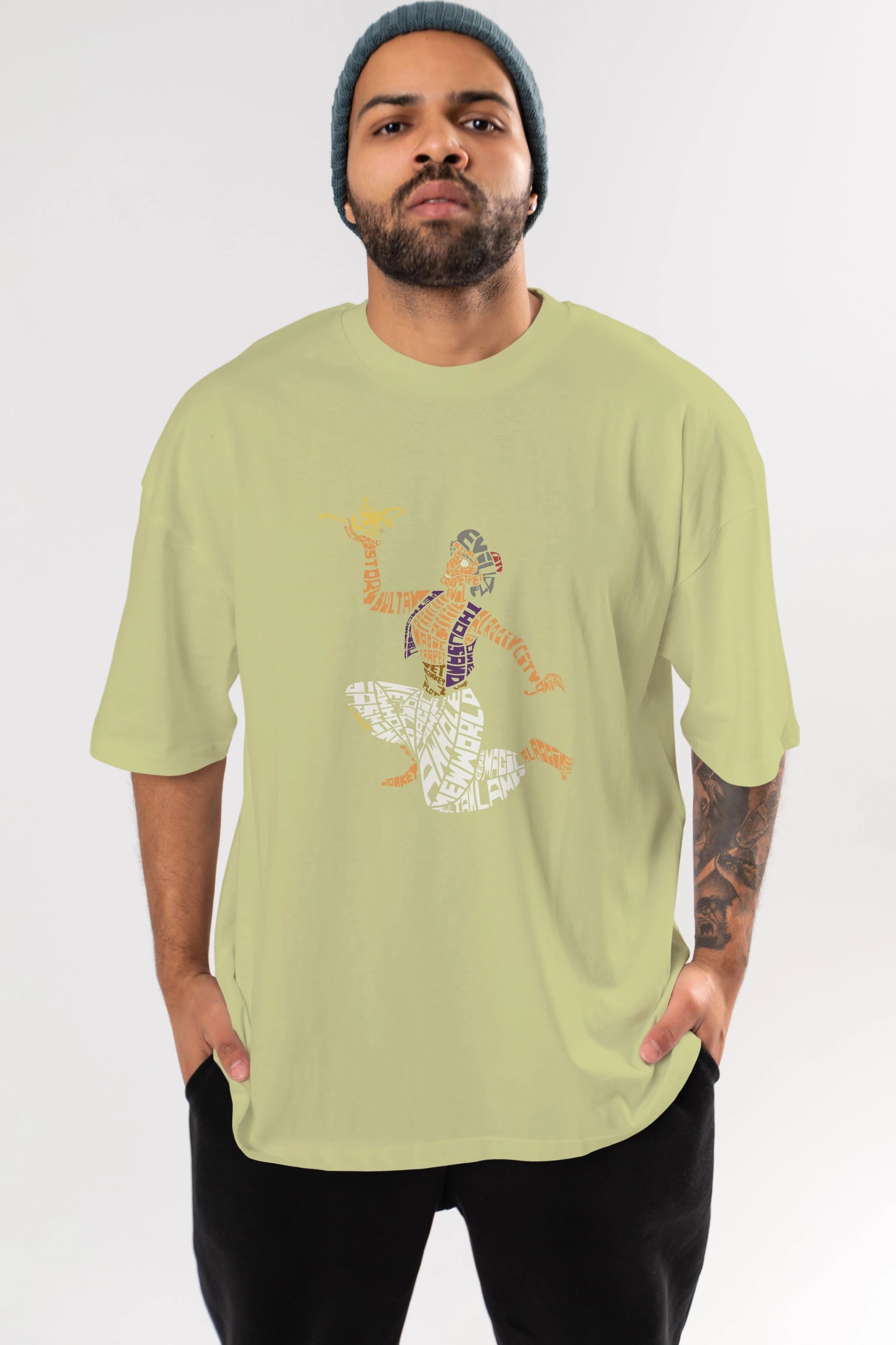 Aladdin Ön Baskılı Oversize t-shirt %100 pamuk Erkek Kadın Unisex