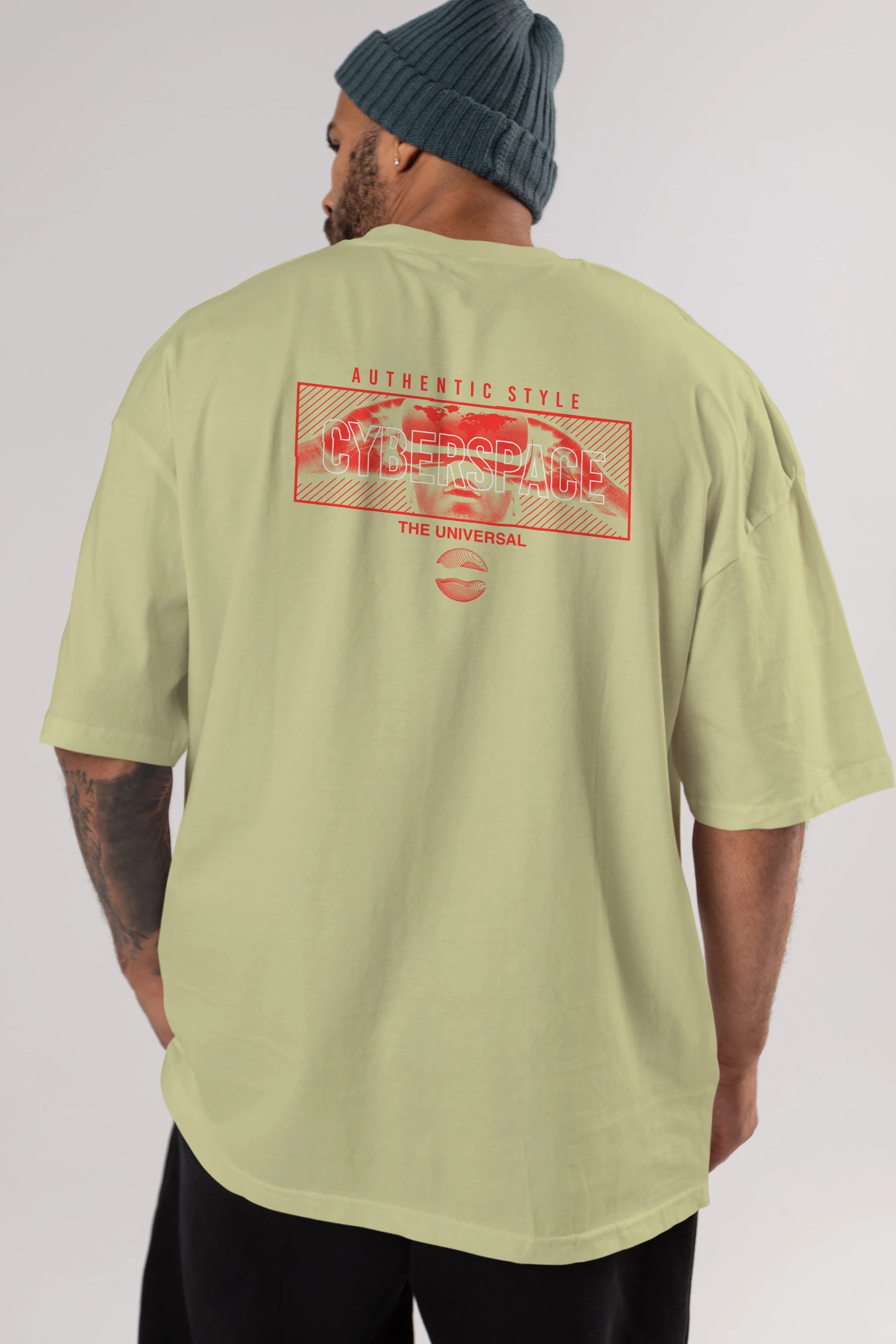 Cyberspace Arka Baskılı Oversize t-shirt Erkek Kadın Unisex