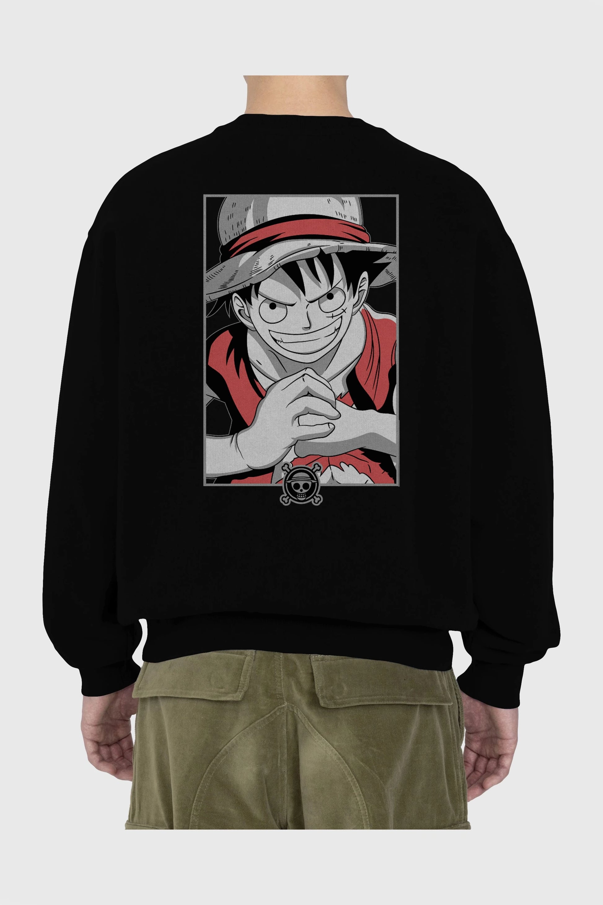 LUFF D. MONKEY OnePiece Anime Arka Baskılı Oversize Sweatshirt Erkek Kadın Unisex