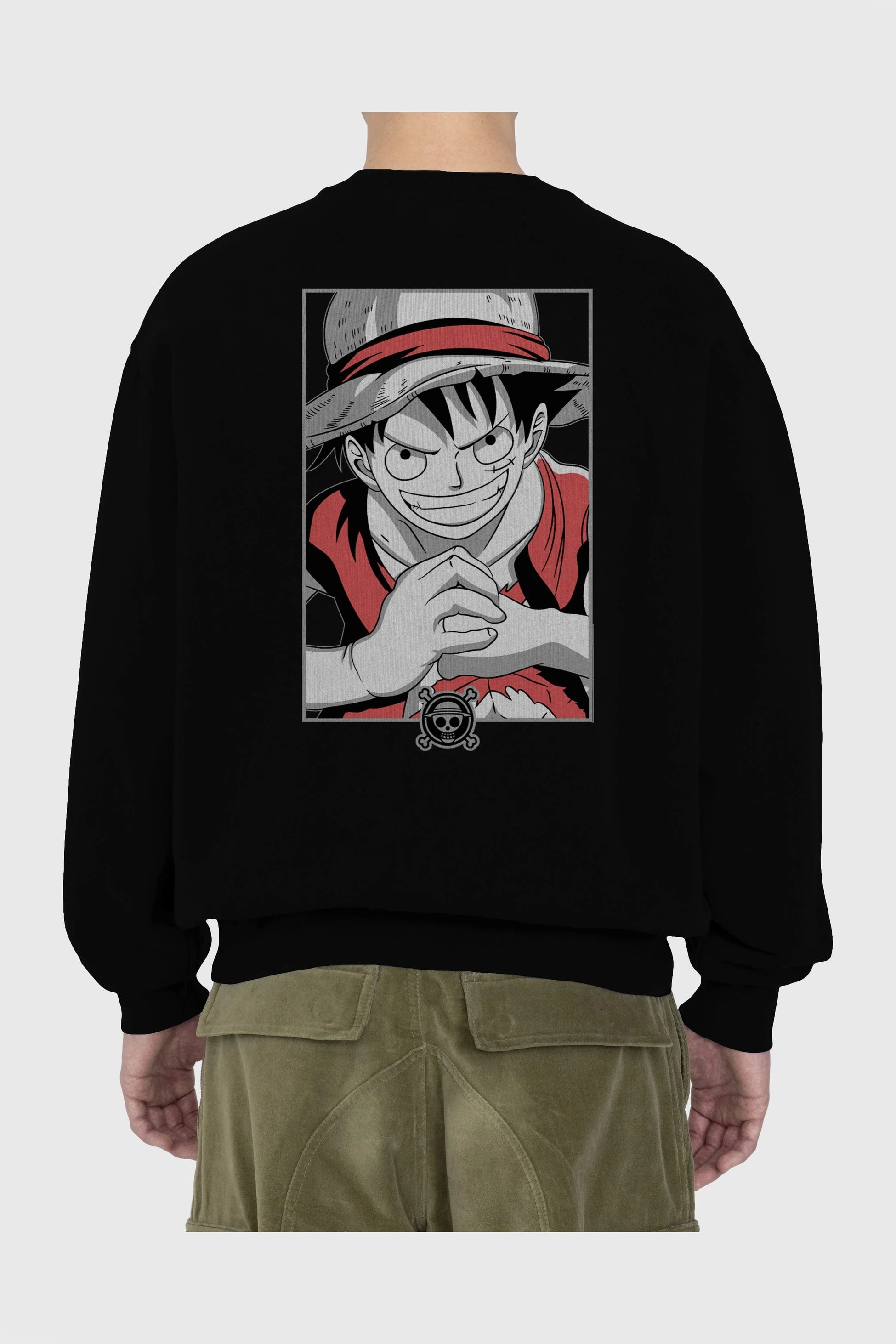 LUFF D. MONKEY OnePiece Anime Arka Baskılı Oversize Sweatshirt Erkek Kadın Unisex