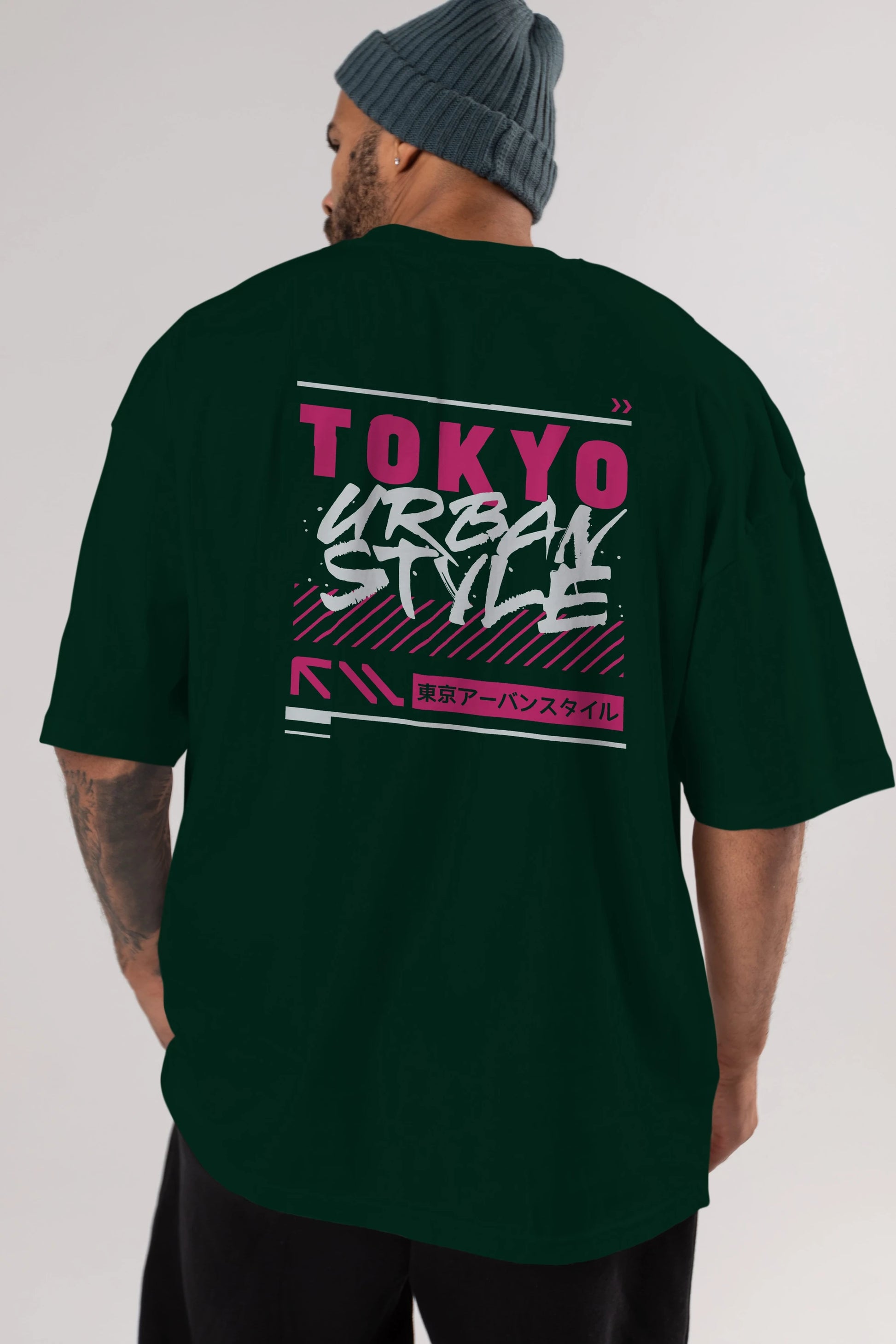 Tokyo Urban Style Arka Baskılı Oversize t-shirt Erkek Kadın Unisex