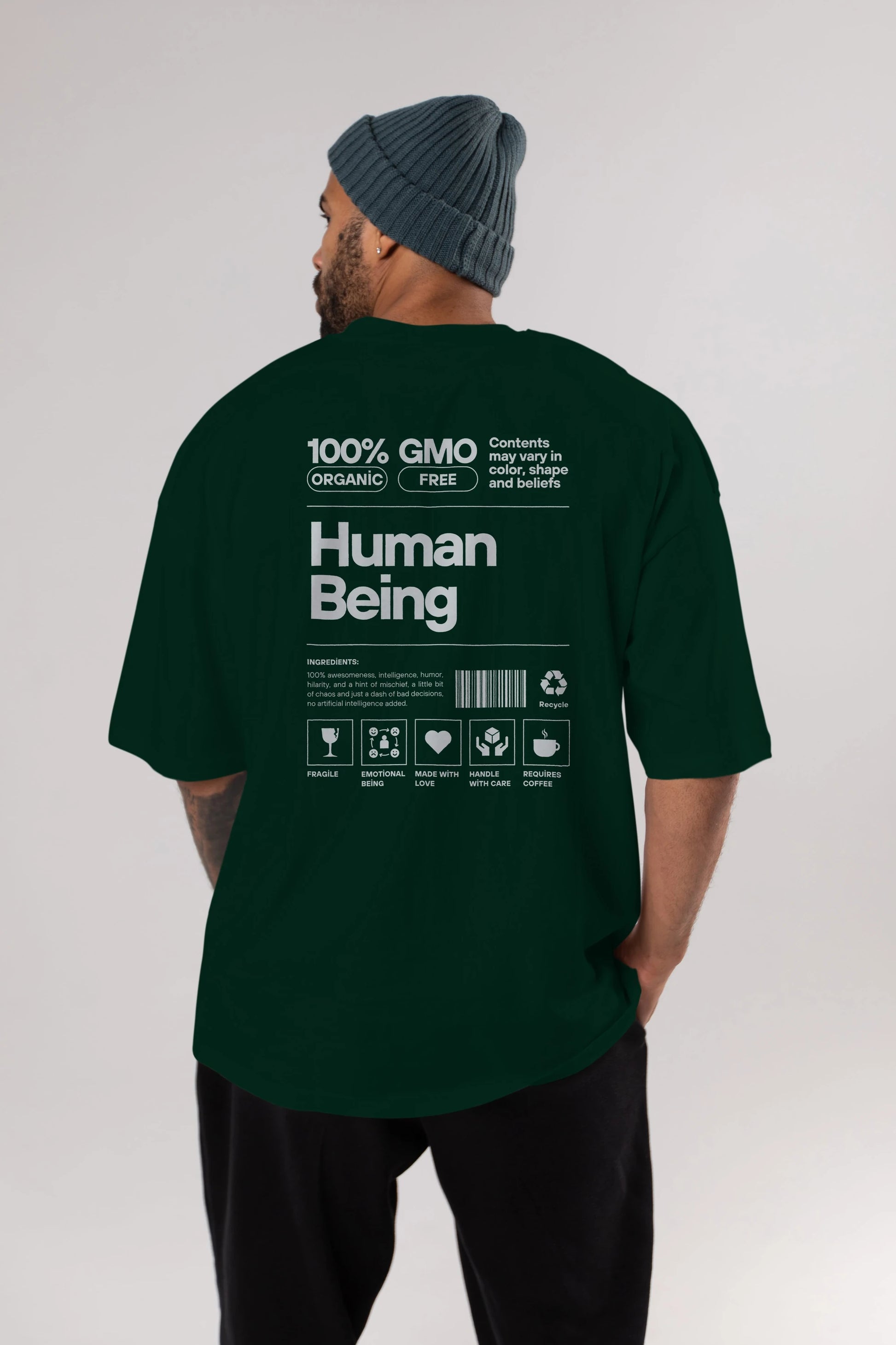 Human Being Arka Baskılı Oversize t-shirt Erkek Kadın Unisex